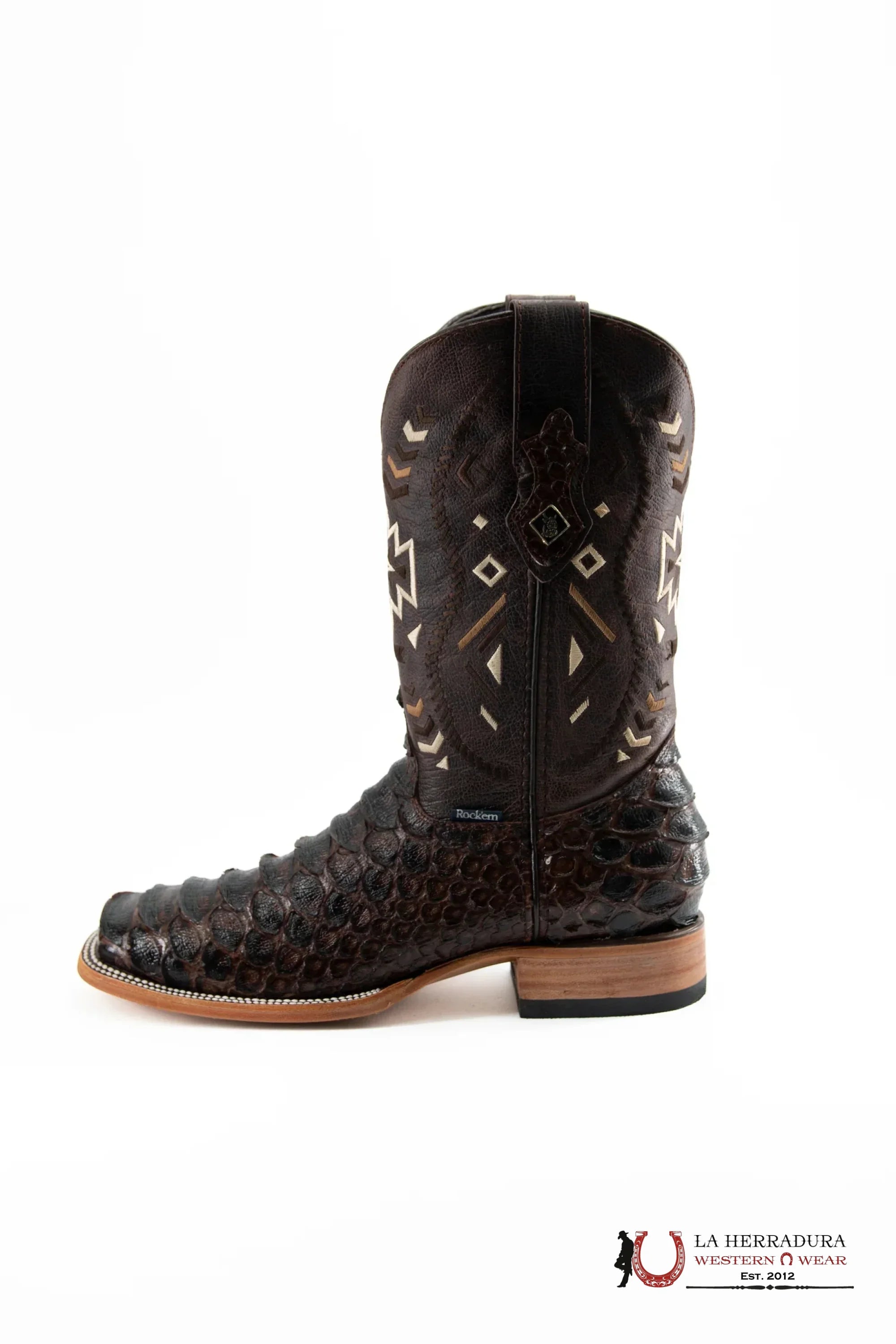 Mens Python Mega Clon Cafe Brilloso Boot Botas Hombres