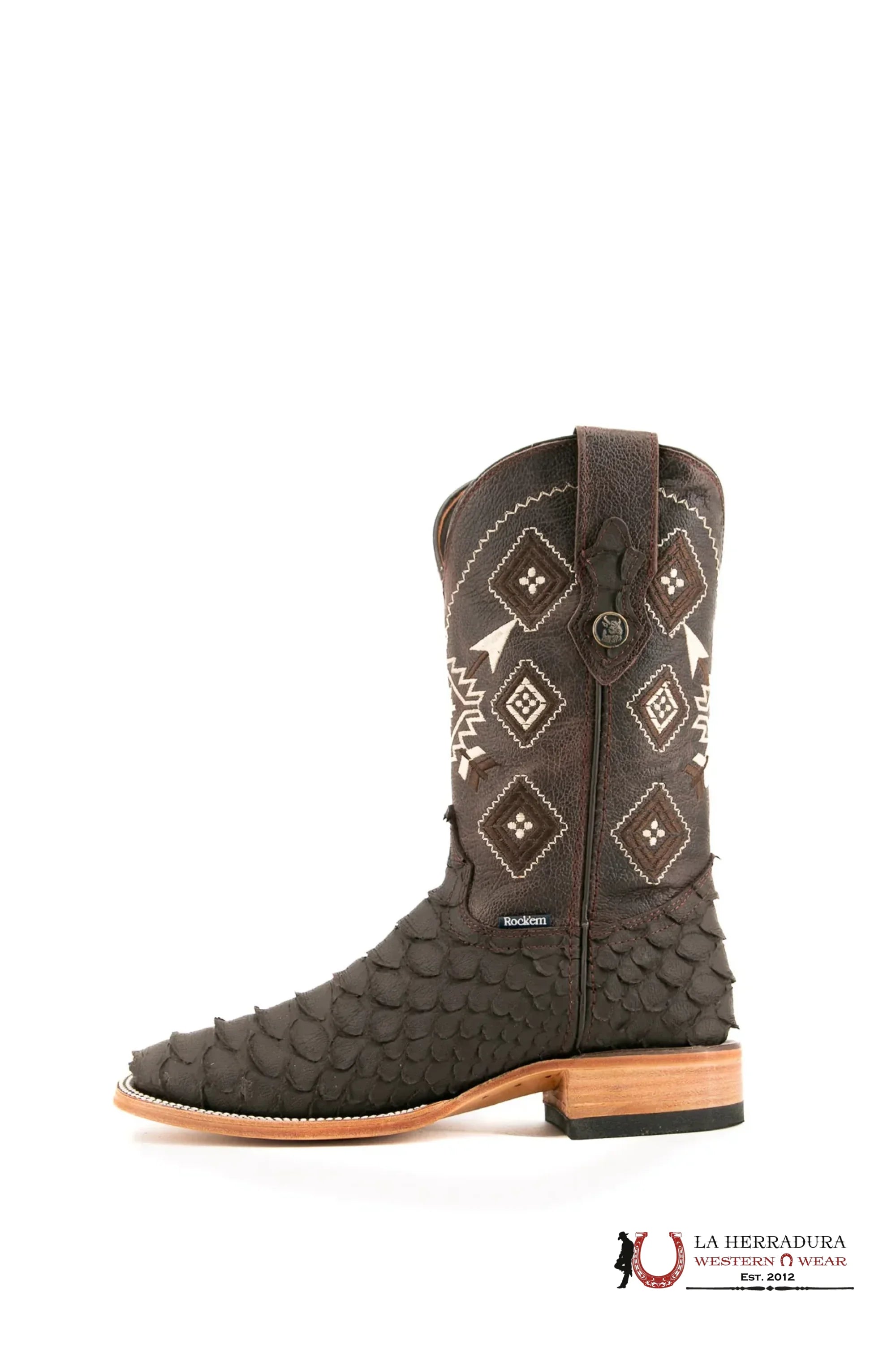 ROCKEM CLON PYTHON MEGA BROWN MATTE SQ. TOE BOOT BOTAS HOMBRES