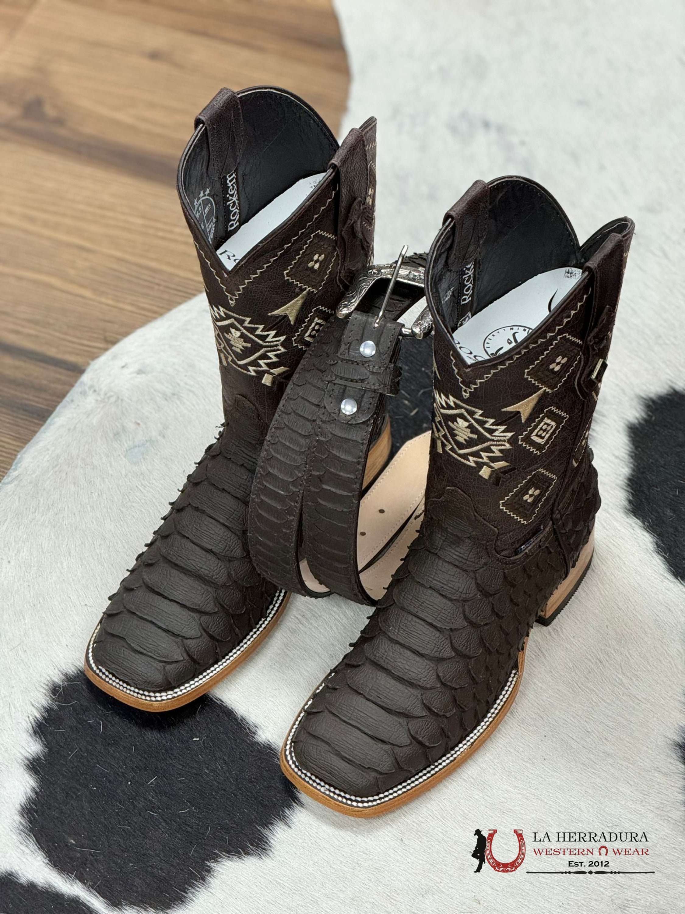 Mens Python Mega Brown Matte Boot Botas Hombres