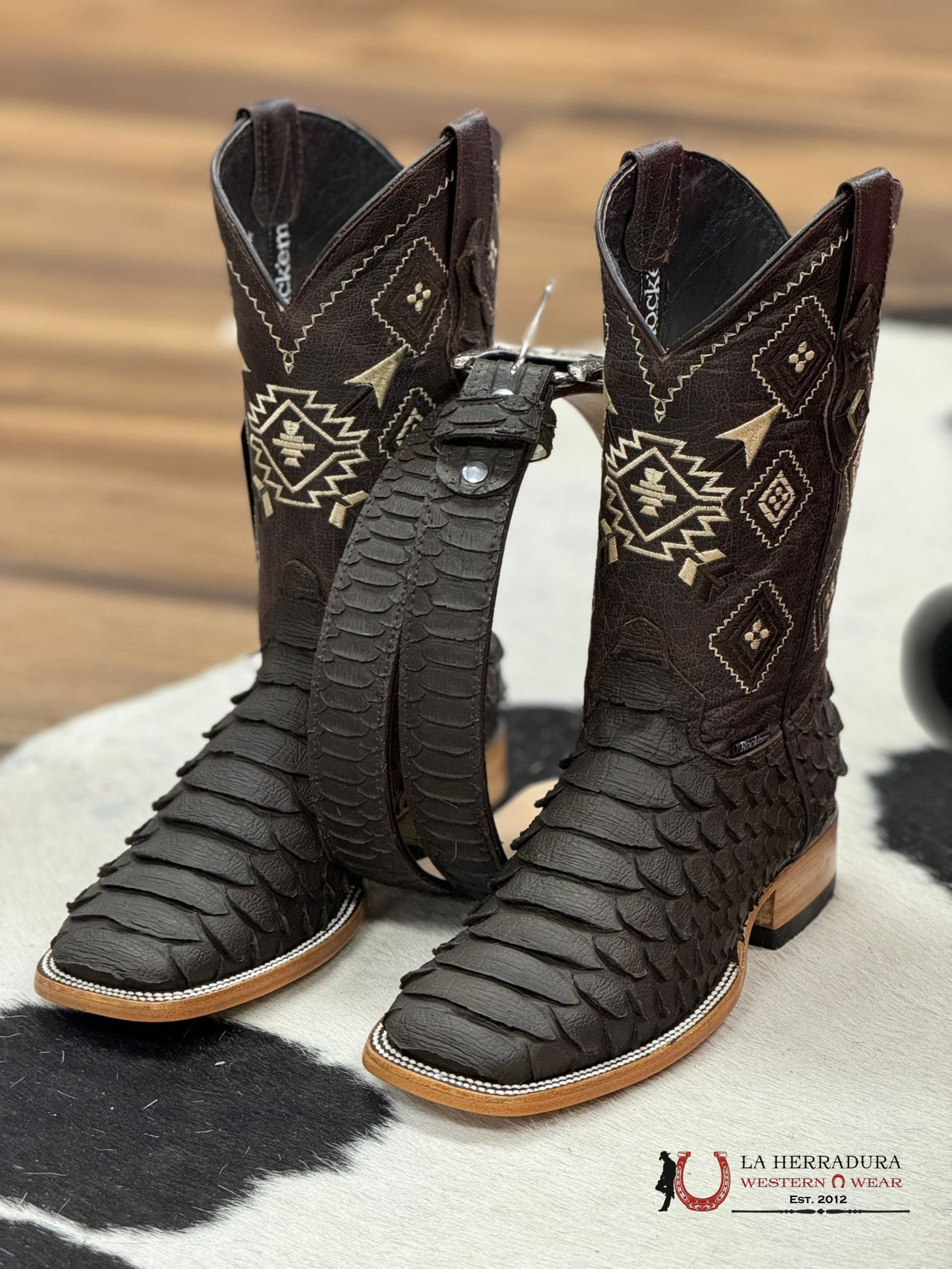 Mens Python Mega Brown Matte Boot Botas Hombres