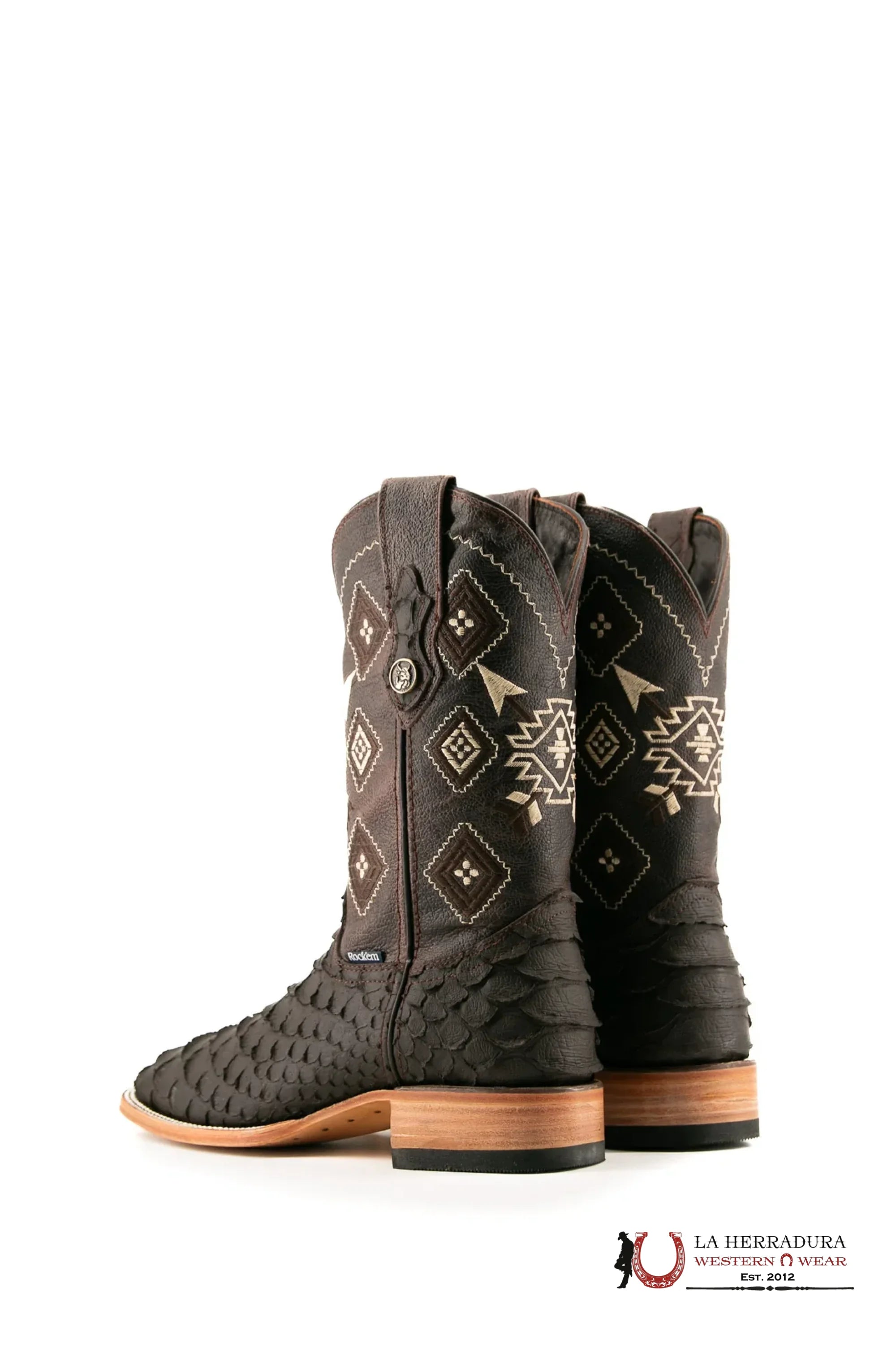 ROCKEM CLON PYTHON MEGA BROWN MATTE SQ. TOE BOOT BOTAS HOMBRES
