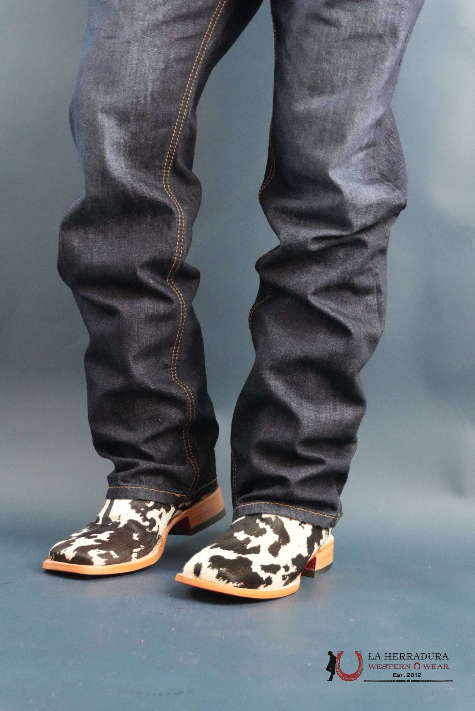 EST. COWHIDE ED PELO BLANCO NEGRO BLEACH RED BOTTOM 501 N2 BOTAS HOMBRES