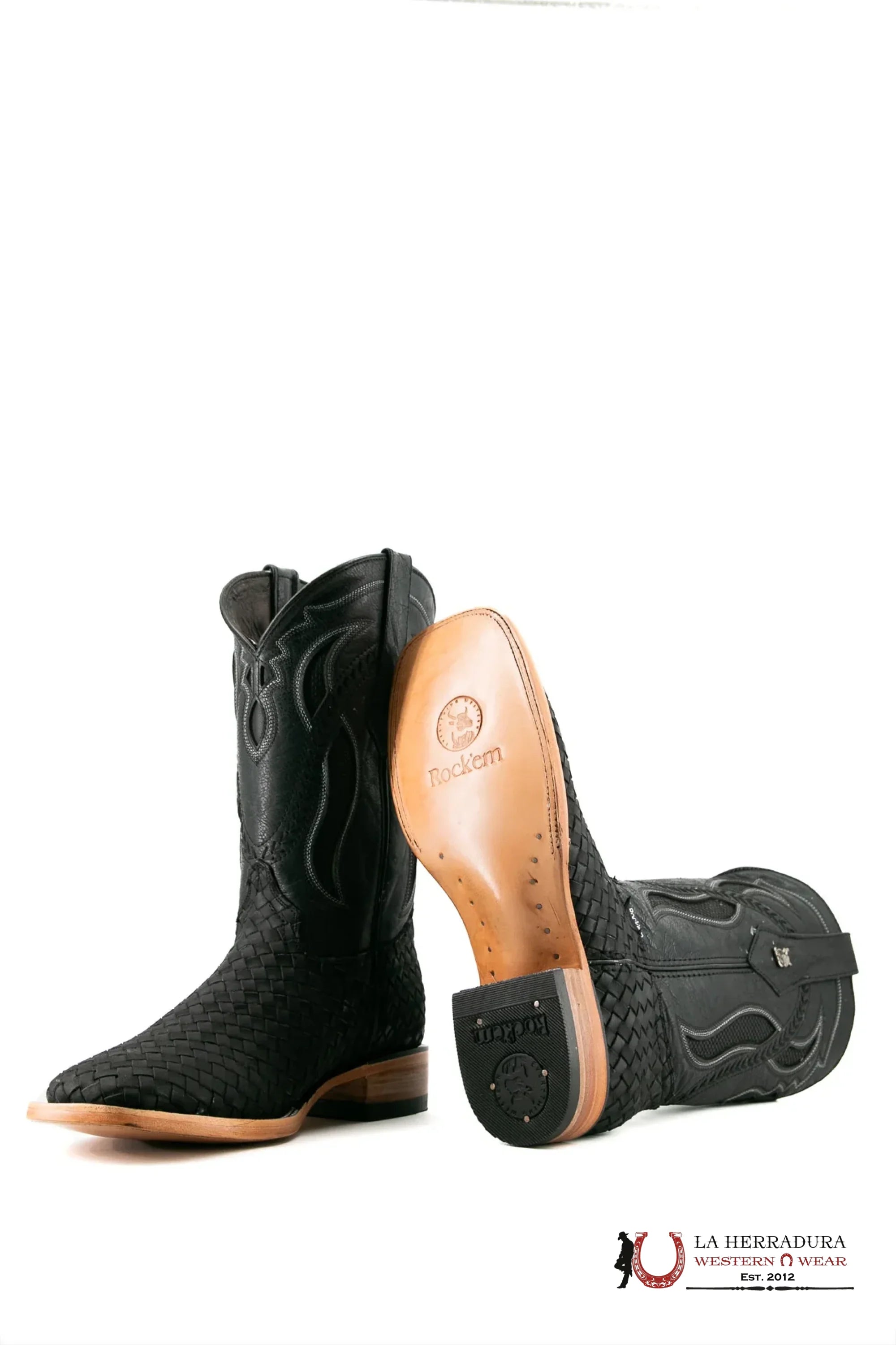 ROCKEM EST. SERBIA CRAZY BLACK/BLACK SQ. TOE BOOT BOTAS HOMBRES