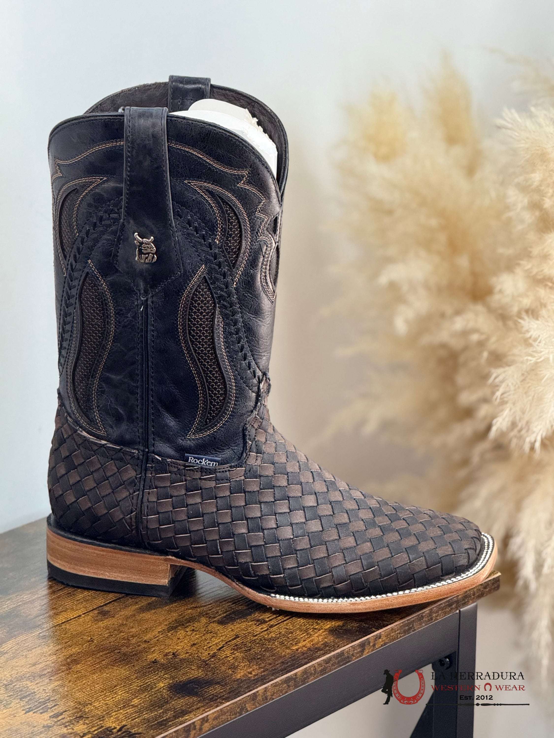 ROCKEM EST. SERBIA CRAZY CHOCO/BLACK SQ. TOE BOOT BOTAS HOMBRES