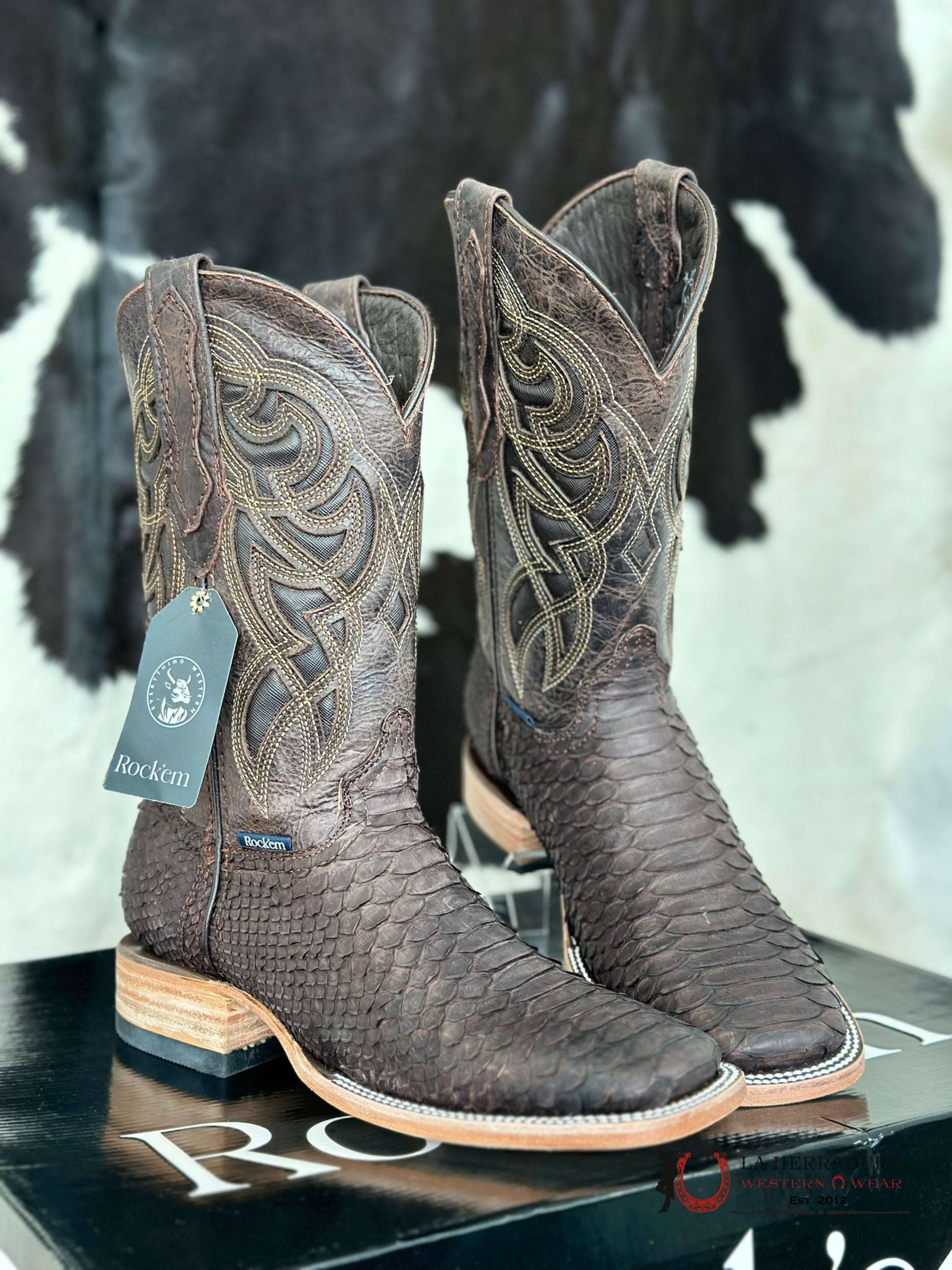 Mens Python Brown Exotic Boot Botas Hombres