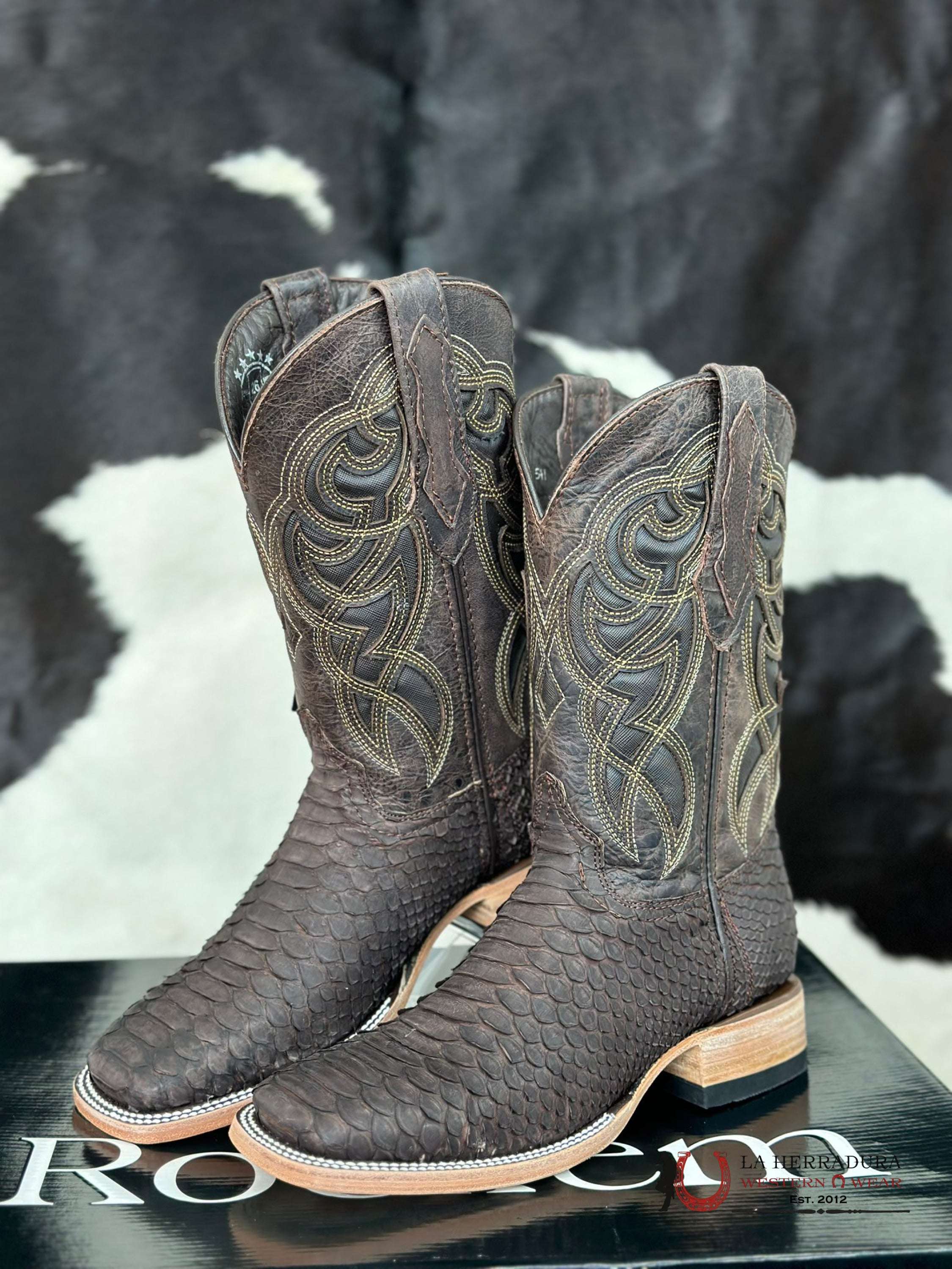 Mens Python Brown Exotic Boot Botas Hombres