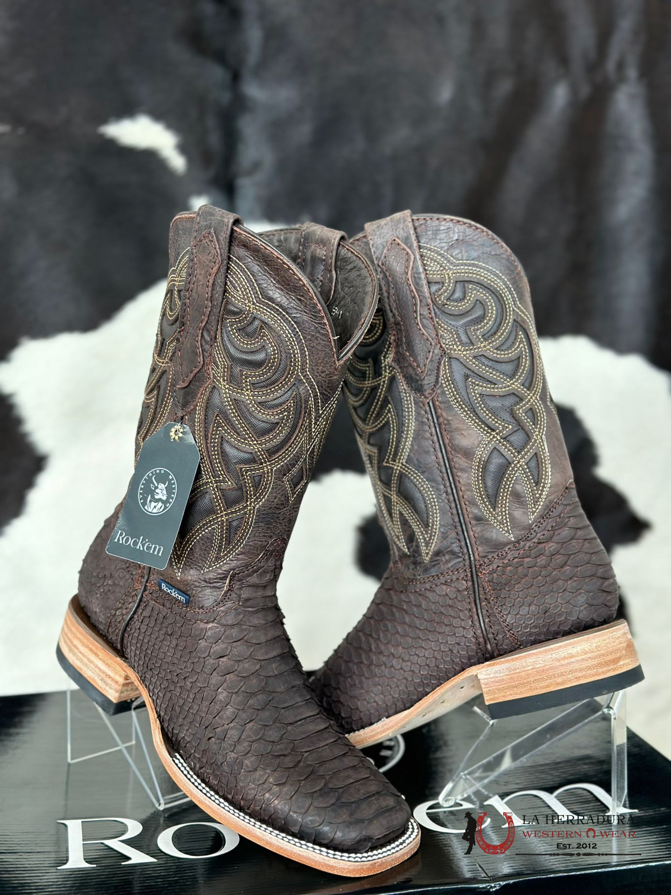 Mens Python Brown Exotic Boot Botas Hombres