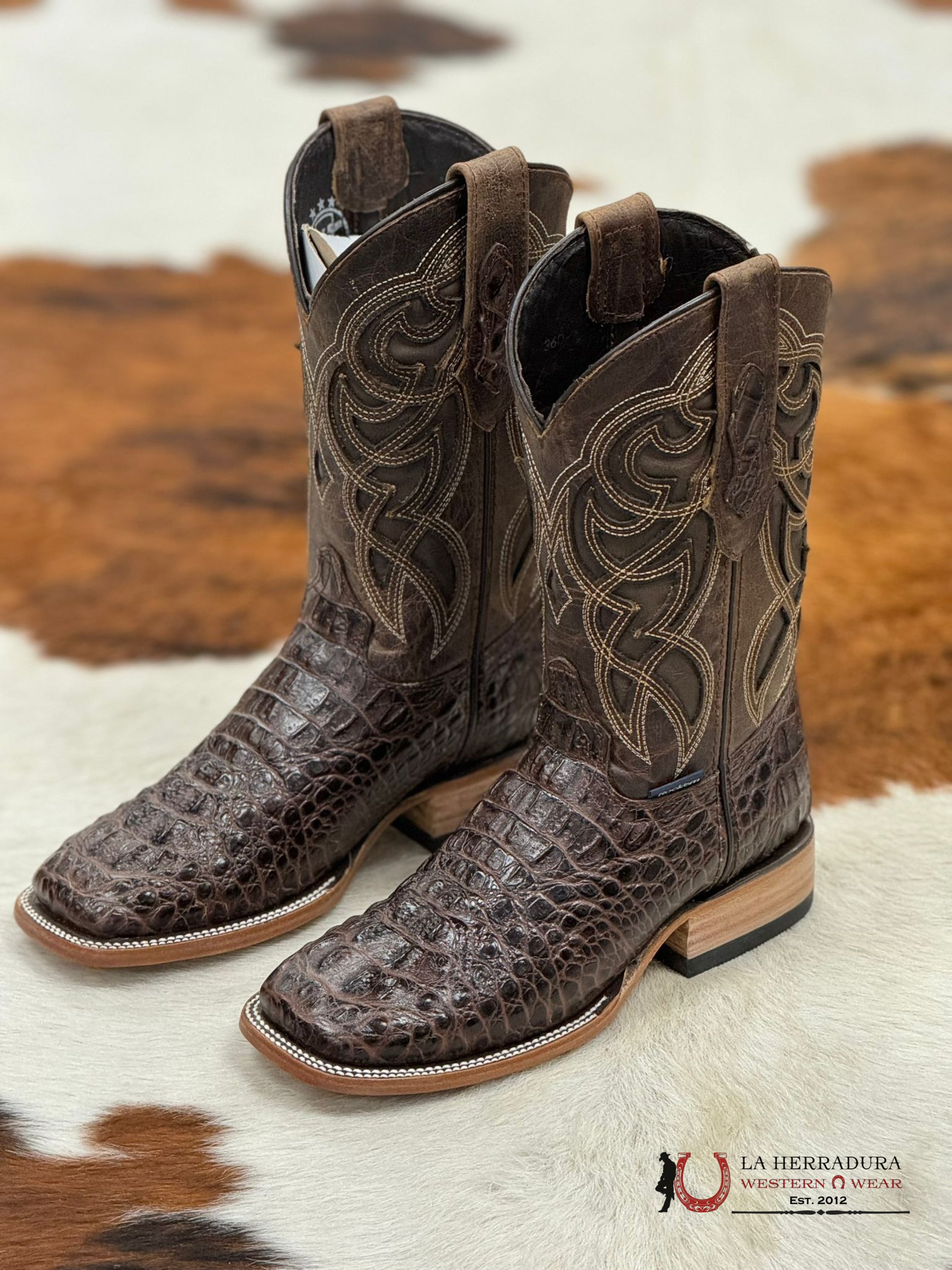 Mens Fuscus Caiman Cafe Boot Square Botas Hombres