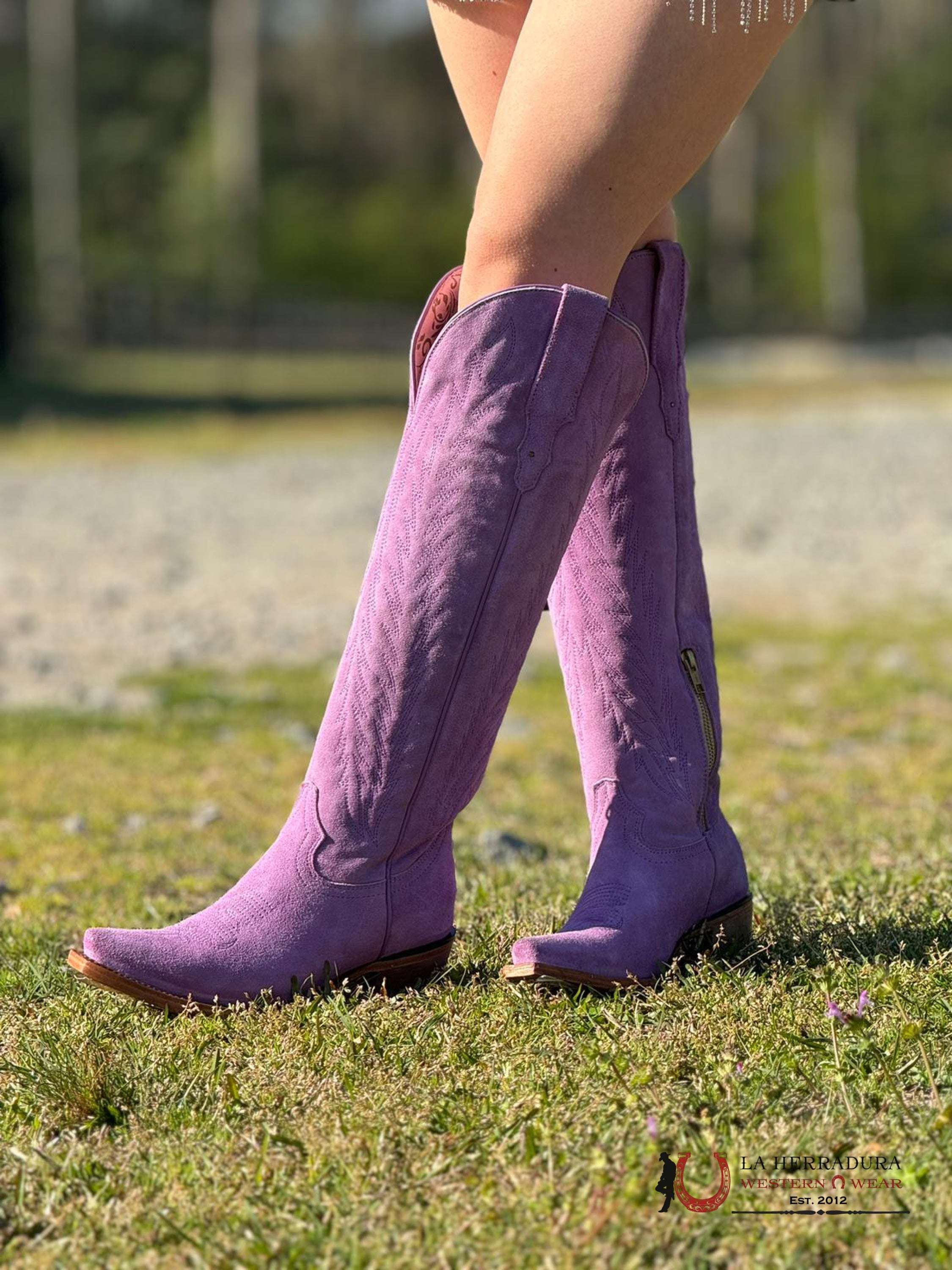 Rock’em Gamuza Lila Claro Snip Toe Tall Boot Botas Mujeres