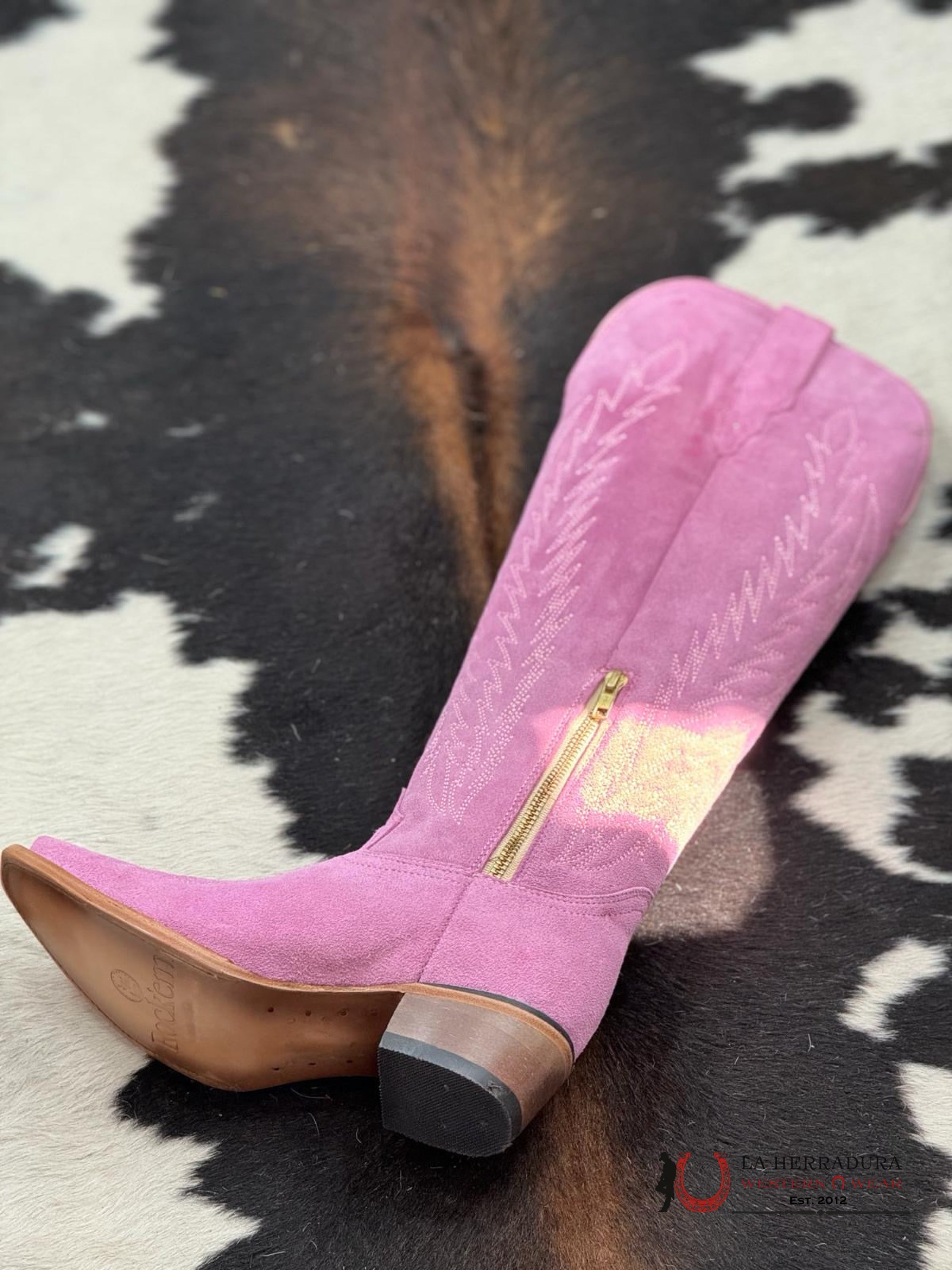 Rock’em Gamuza Pastel Pink Snip Toe Tall Boot Botas Mujeres