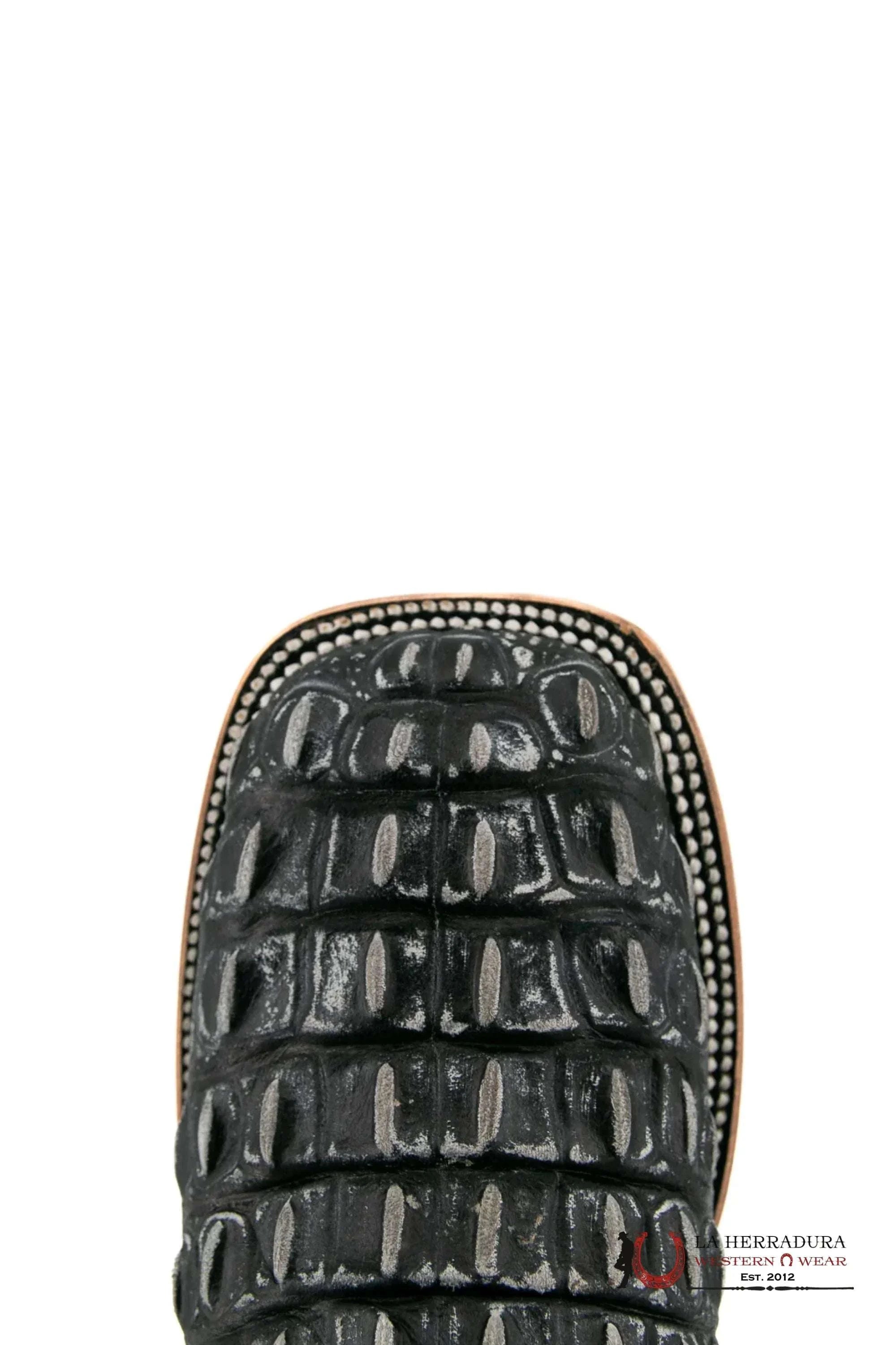 ROCKEM IMIT. LOMO GRANDE RUSTIC BLACK SQ. TOE BOOT BOTAS HOMBRES