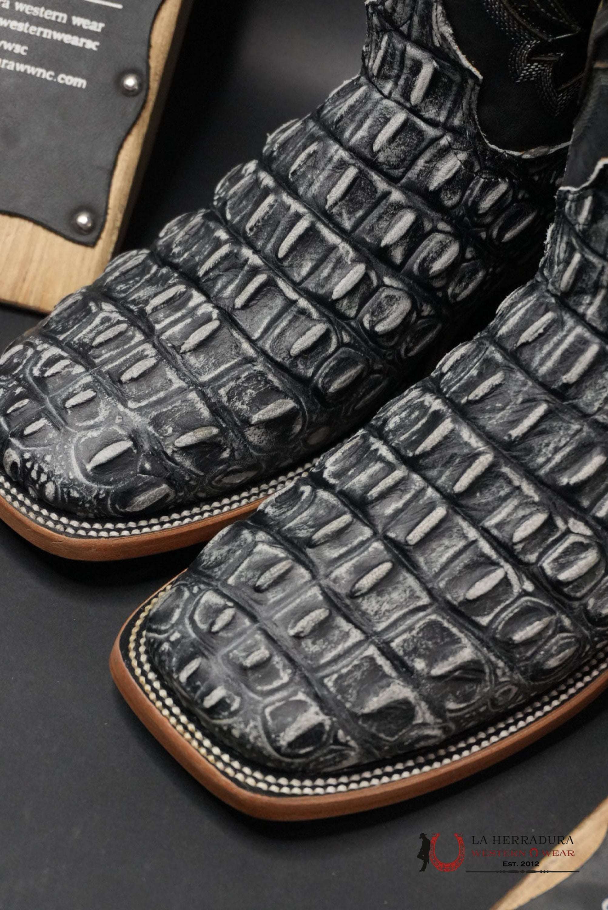 MENS IMIT LOMO GRANDE NEGRO RUSTICO BOOT SQUARE TOE BOTAS HOMBRES