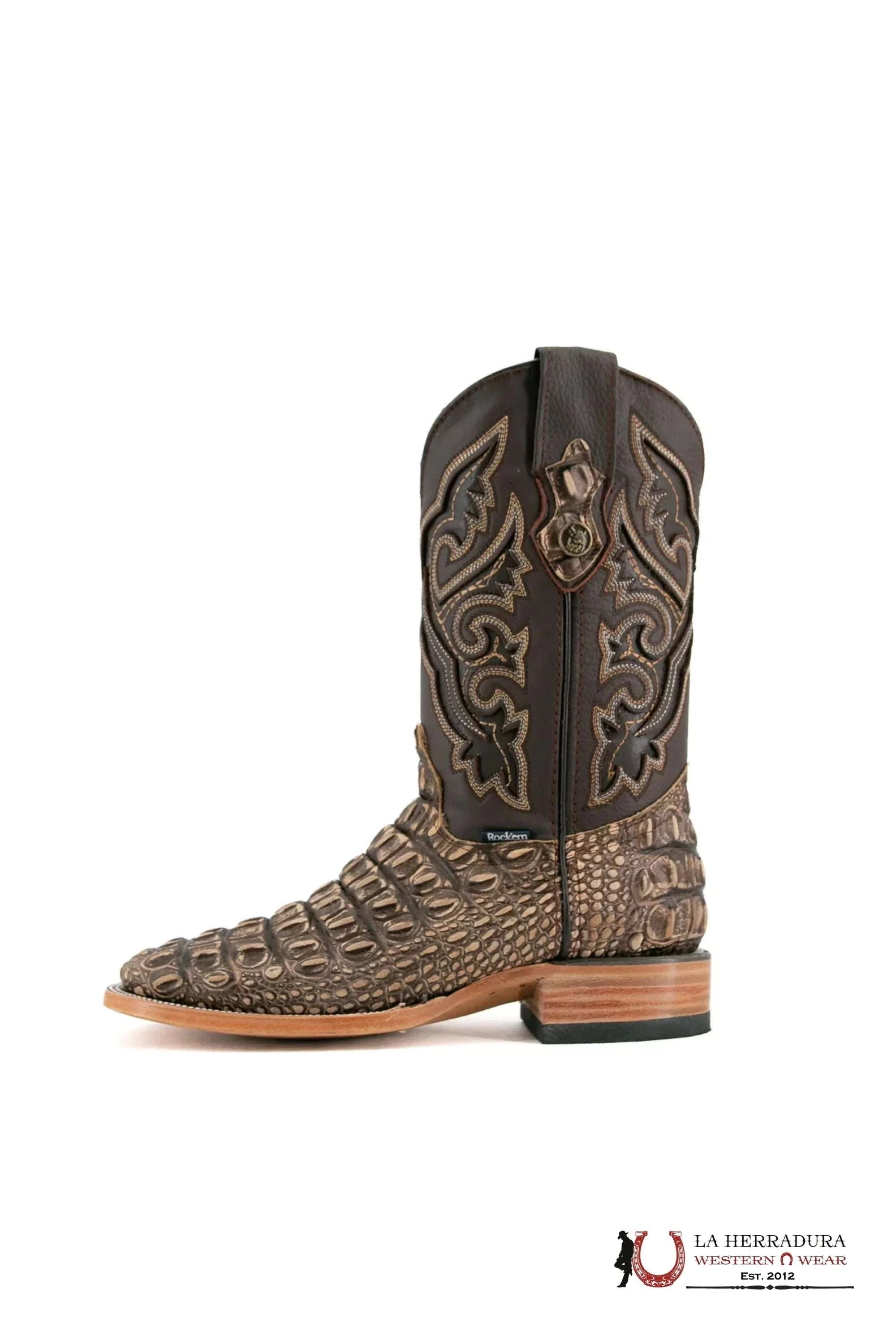 ROCKEM IMIT. LOMO GRANDE RUSTIC HONEY SQ. TOE BOOT BOTAS HOMBRES