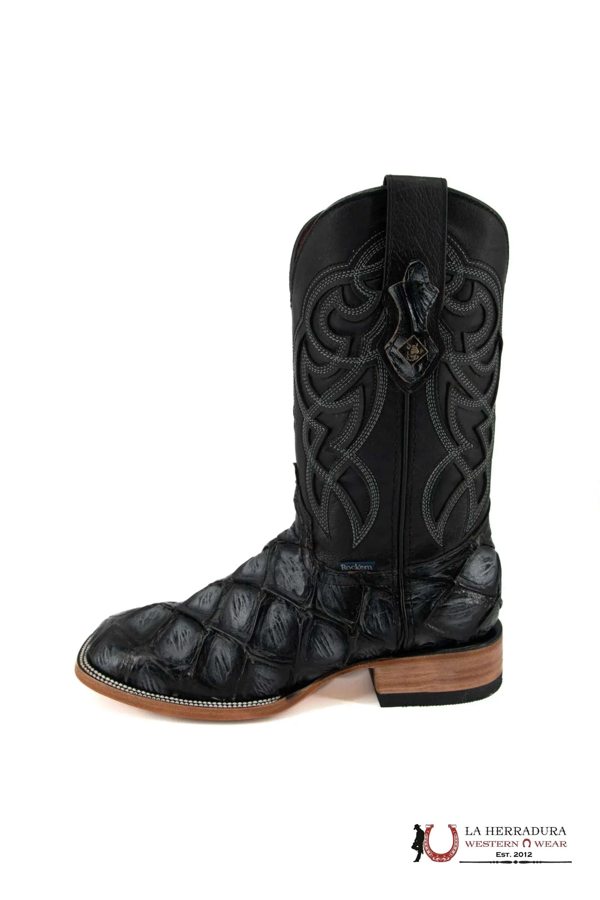 Mens Imit Pez Pirarucu Mar Y Tierra Gris Boot Botas Hombres