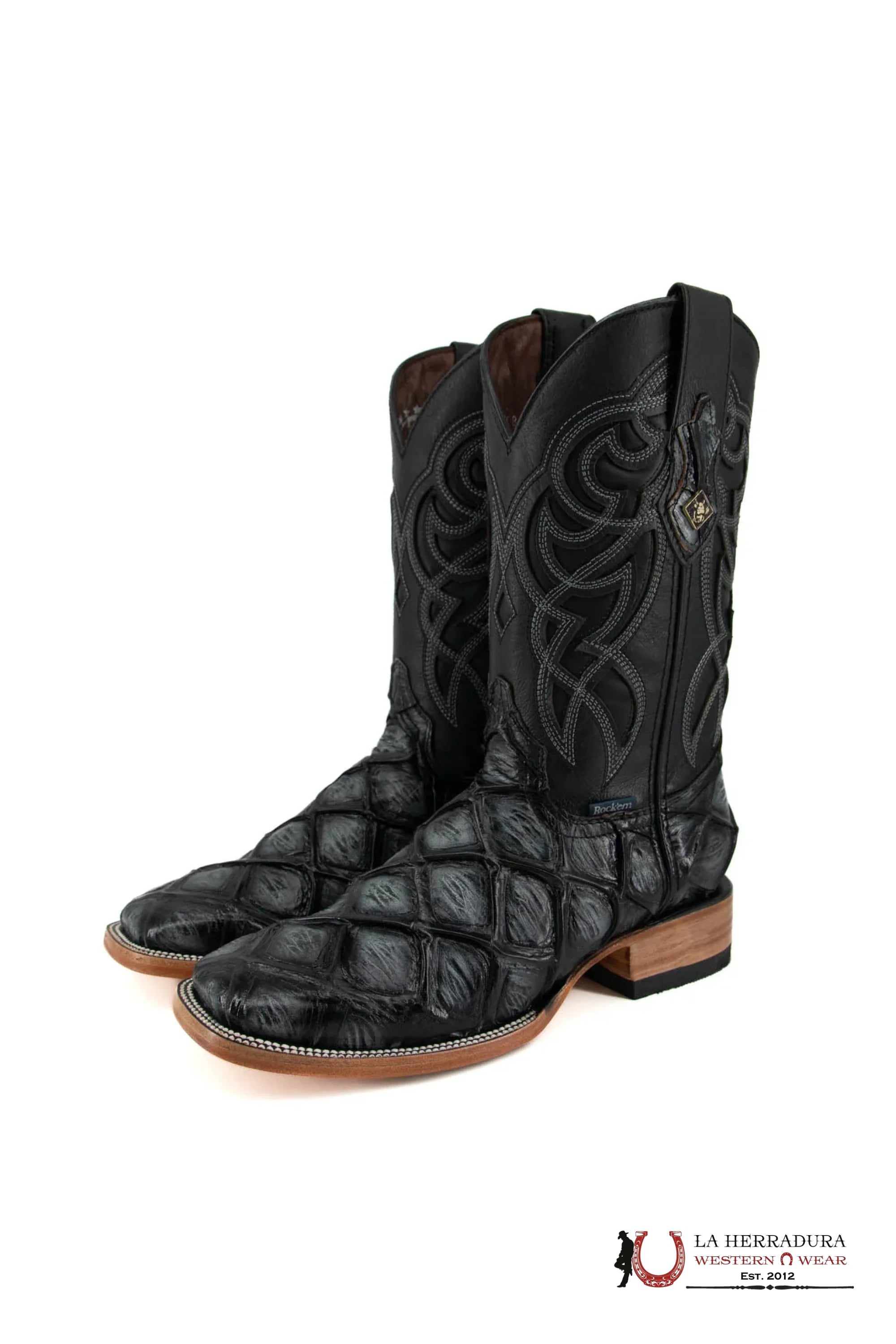 Mens Imit Pez Pirarucu Mar Y Tierra Gris Boot Botas Hombres