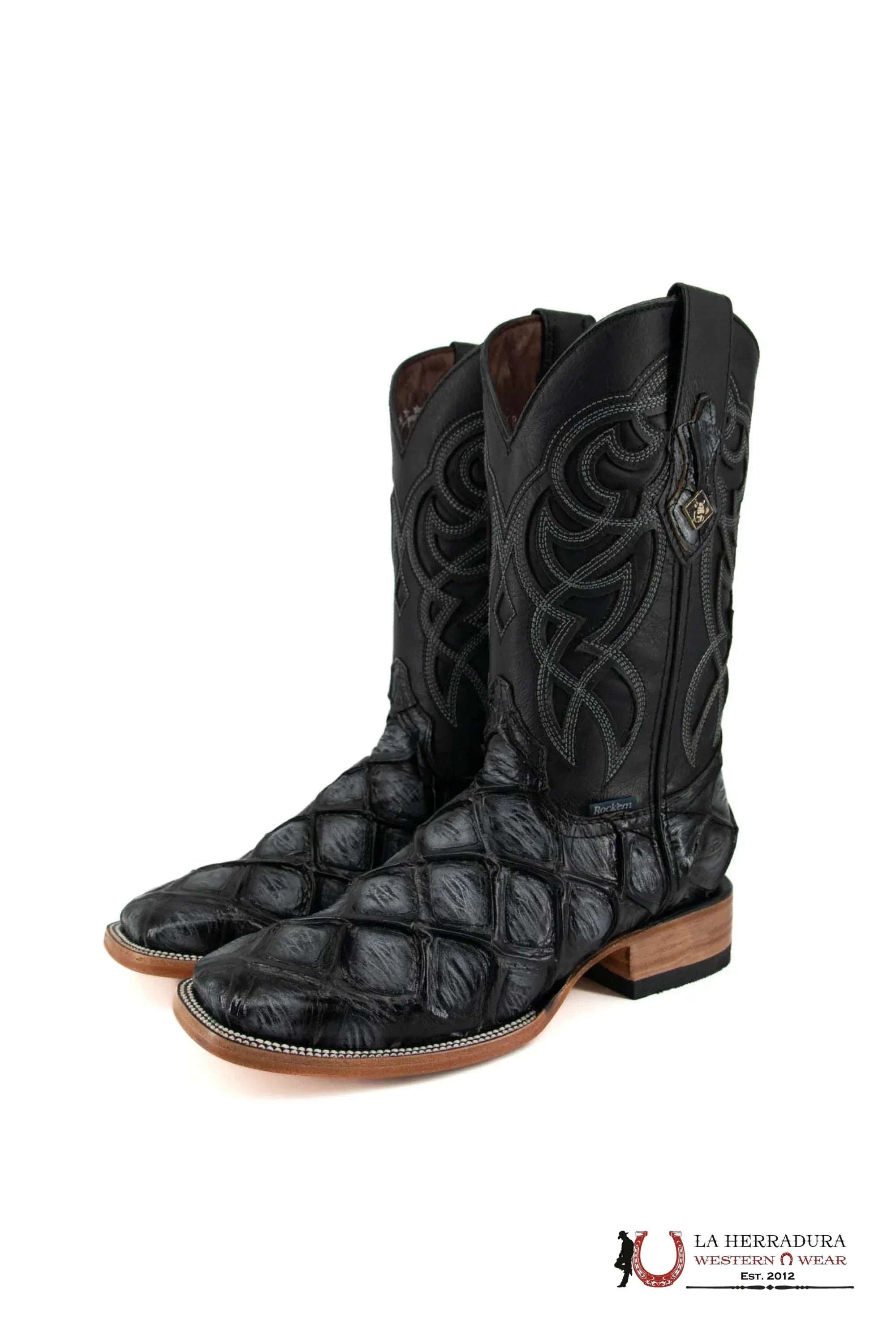 Mens Imit Pez Pirarucu Mar Y Tierra Gris Boot Botas Hombres