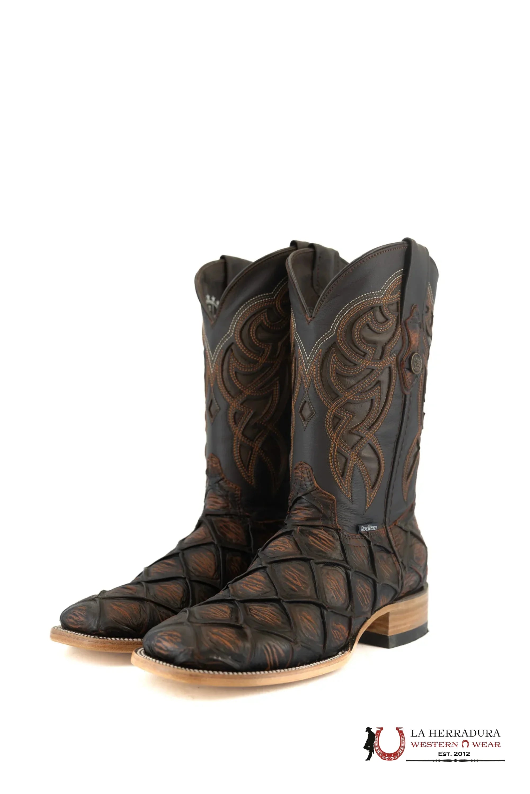 Mens Imit Pez Pirarucu Mar Y Tierra Shedron Rustico Boot Botas Hombres