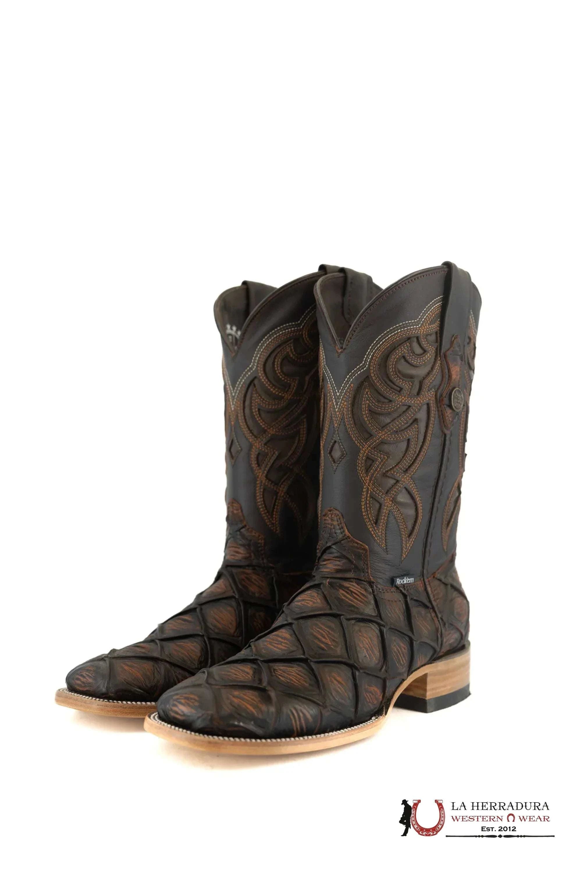 Mens Imit Pez Pirarucu Mar Y Tierra Shedron Rustico Boot Botas Hombres