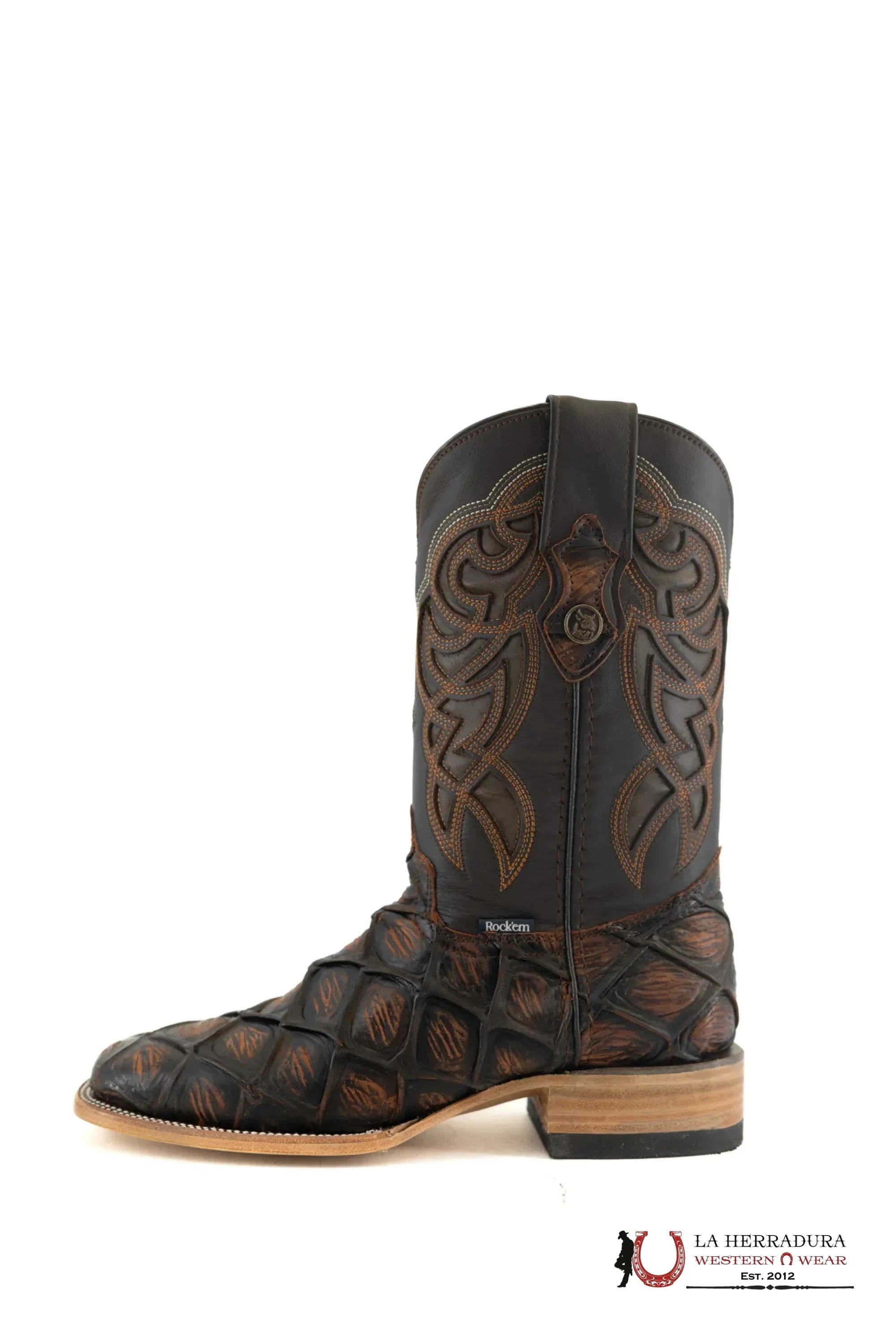 Mens Imit Pez Pirarucu Mar Y Tierra Shedron Rustico Boot Botas Hombres