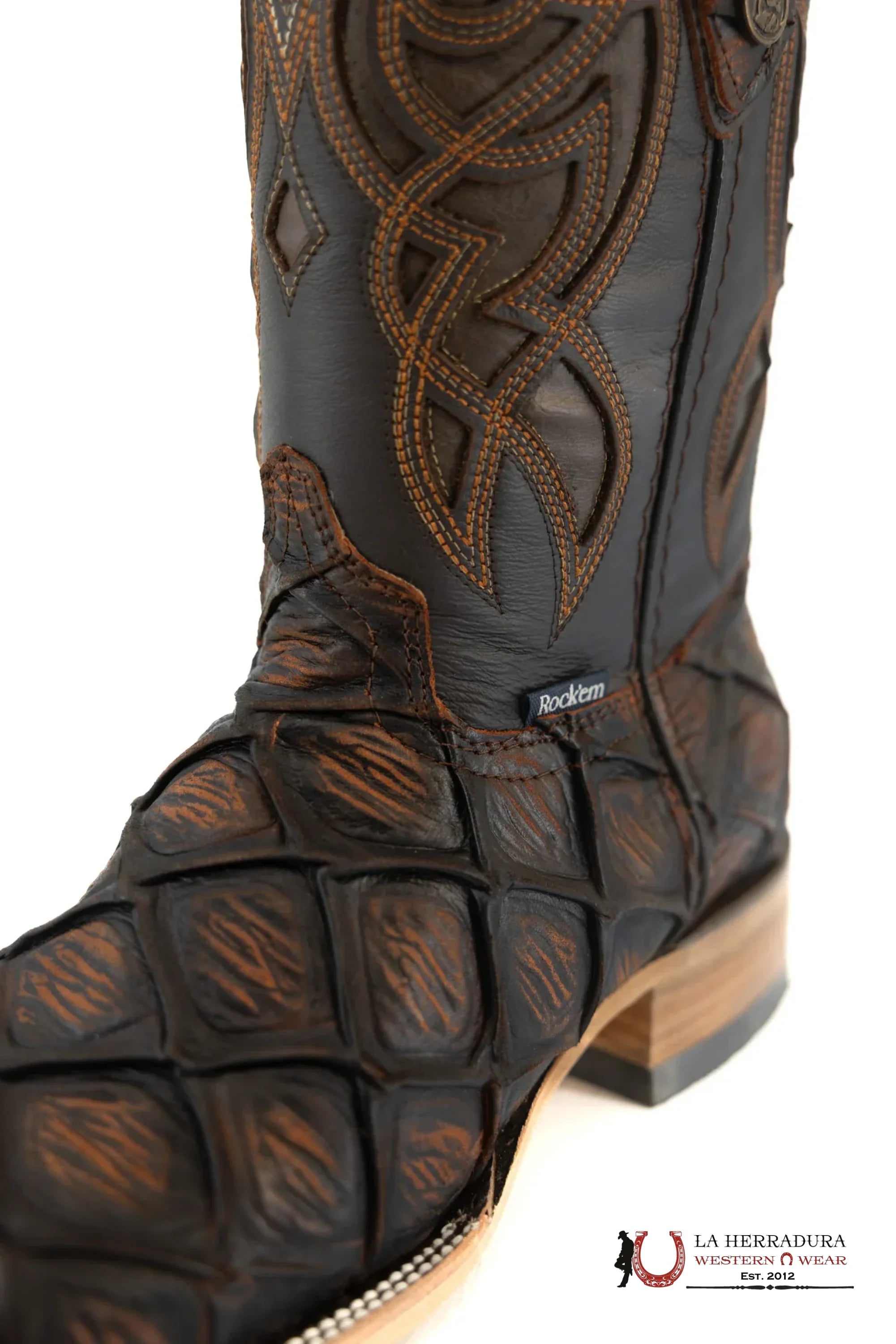 Mens Imit Pez Pirarucu Mar Y Tierra Shedron Rustico Boot Botas Hombres