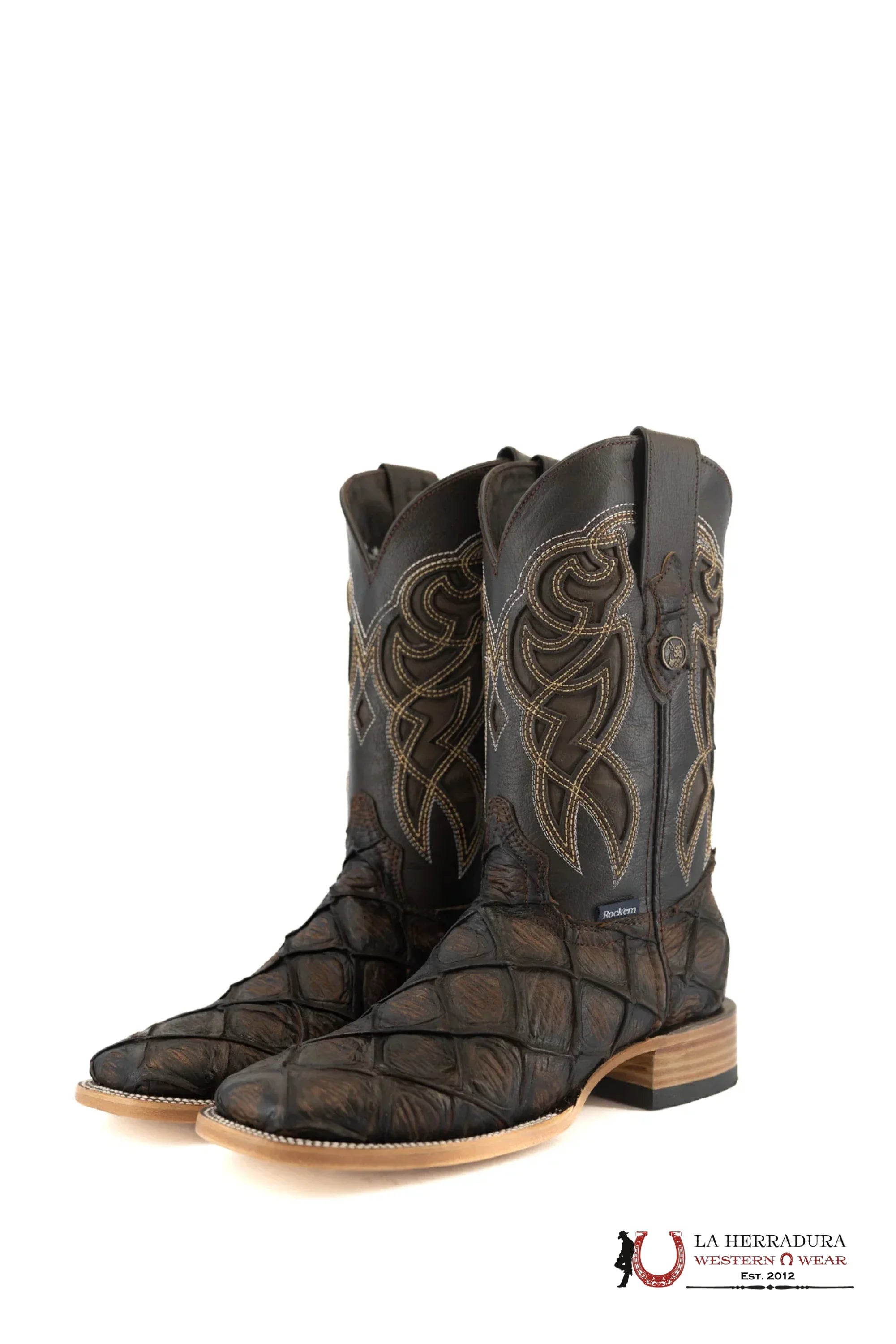 Mens Imit Pez Pirarucu Mar Y Tierra Cafe Rustico Boot Botas Hombres