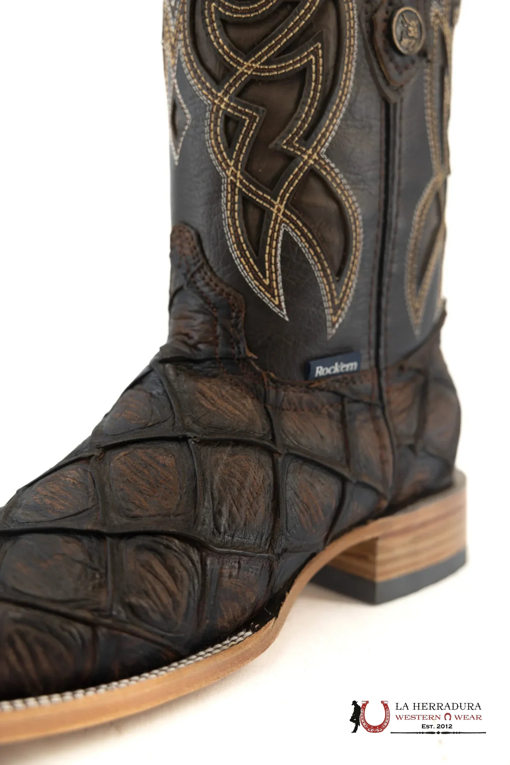 Mens Imit Pez Pirarucu Mar Y Tierra Cafe Rustico Boot Botas Hombres