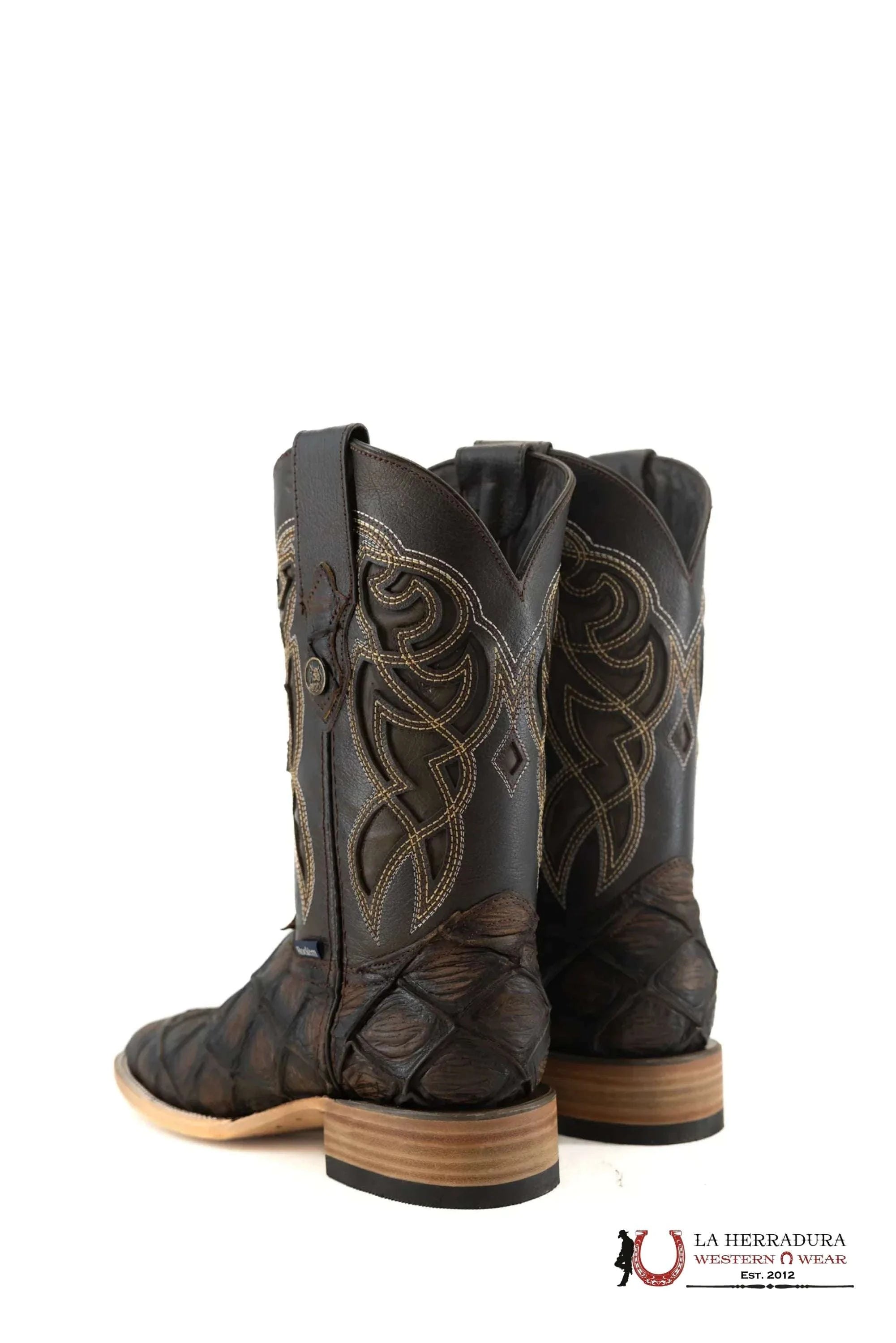 Mens Imit Pez Pirarucu Mar Y Tierra Cafe Rustico Boot Botas Hombres