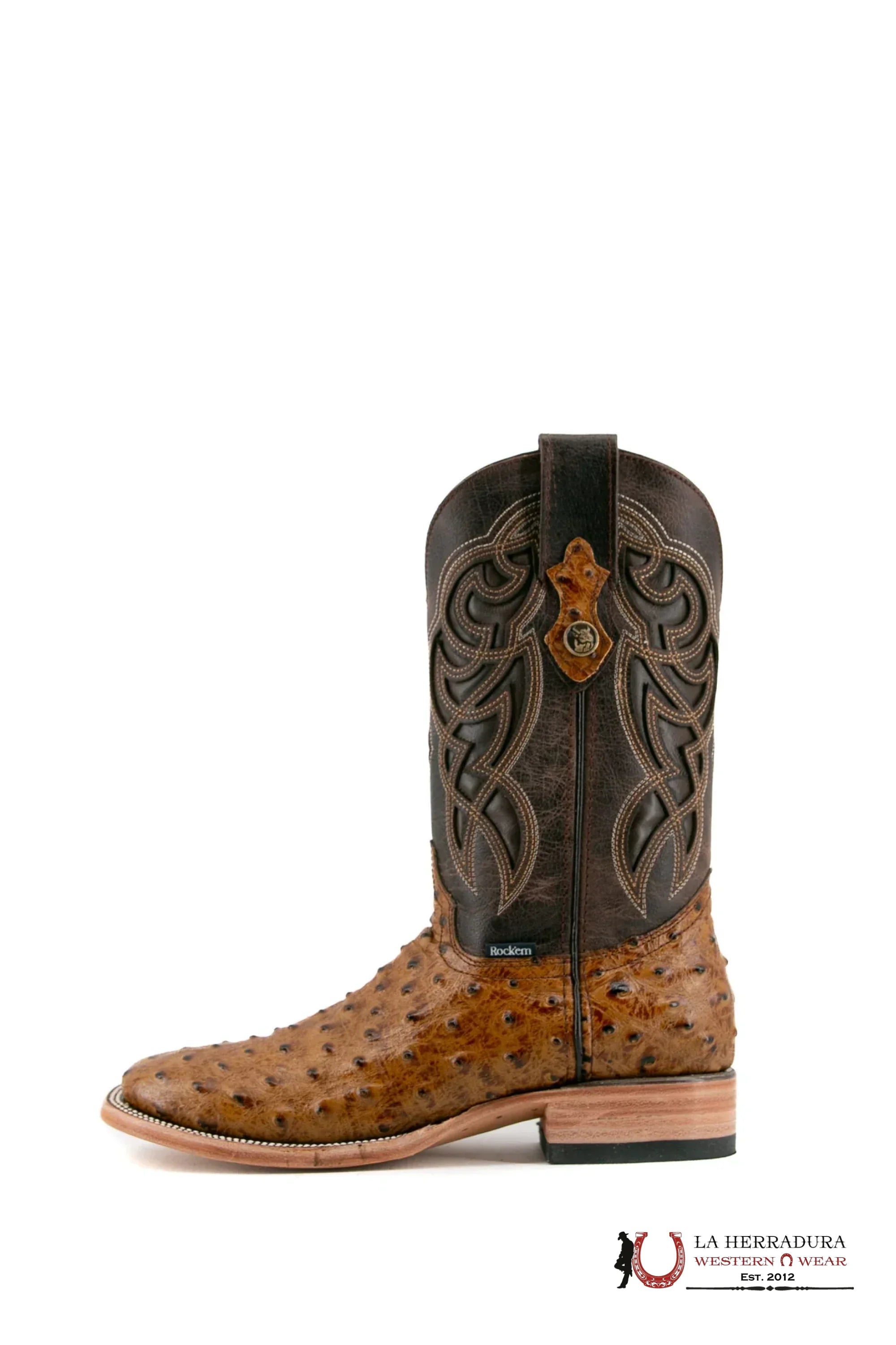 ROCKEM IMIT RANCH HONEY OSTRICH SQ. TOE BOOT BOTAS HOMBRES