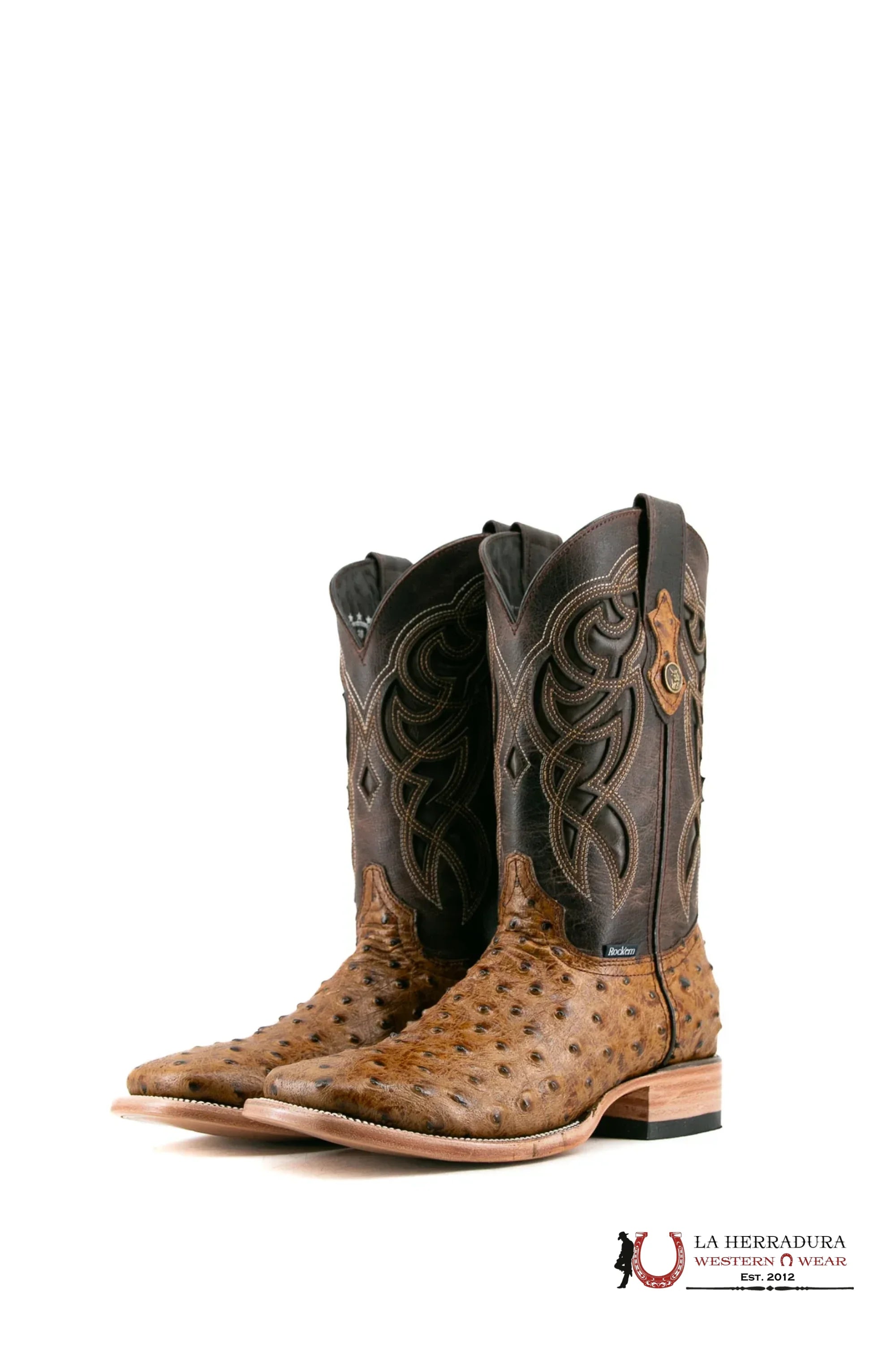 ROCKEM IMIT RANCH HONEY OSTRICH SQ. TOE BOOT BOTAS HOMBRES