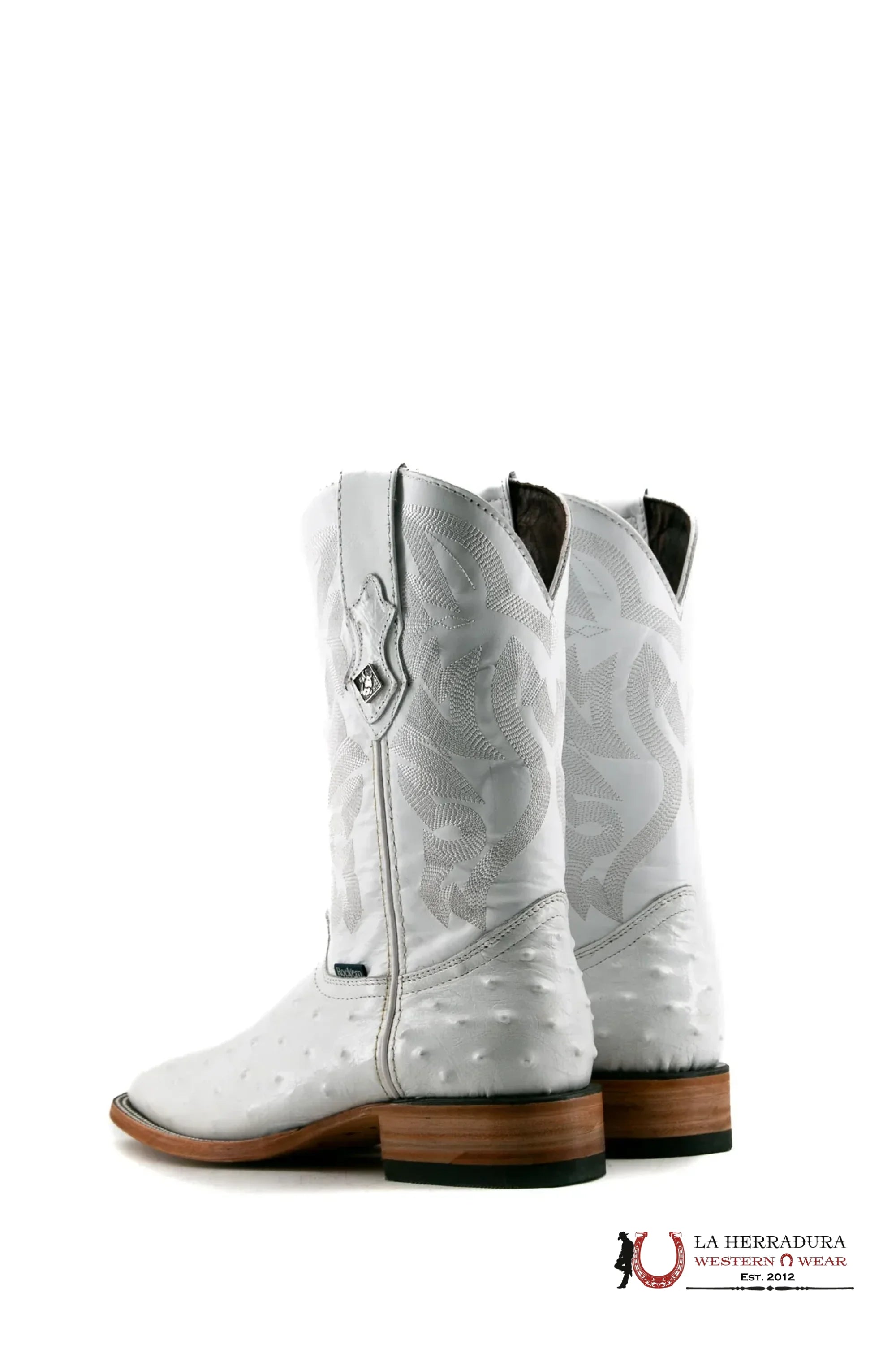 ROCKEM IMIT RANCH WHITE OSTRICH SQ. TOE BOOT BOTAS HOMBRES