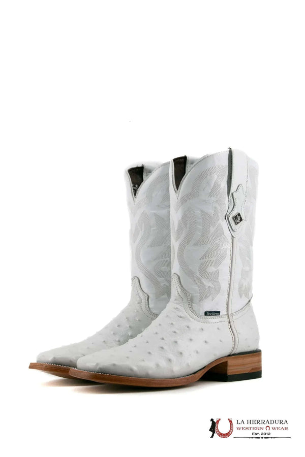 ROCKEM IMIT RANCH WHITE OSTRICH SQ. TOE BOOT