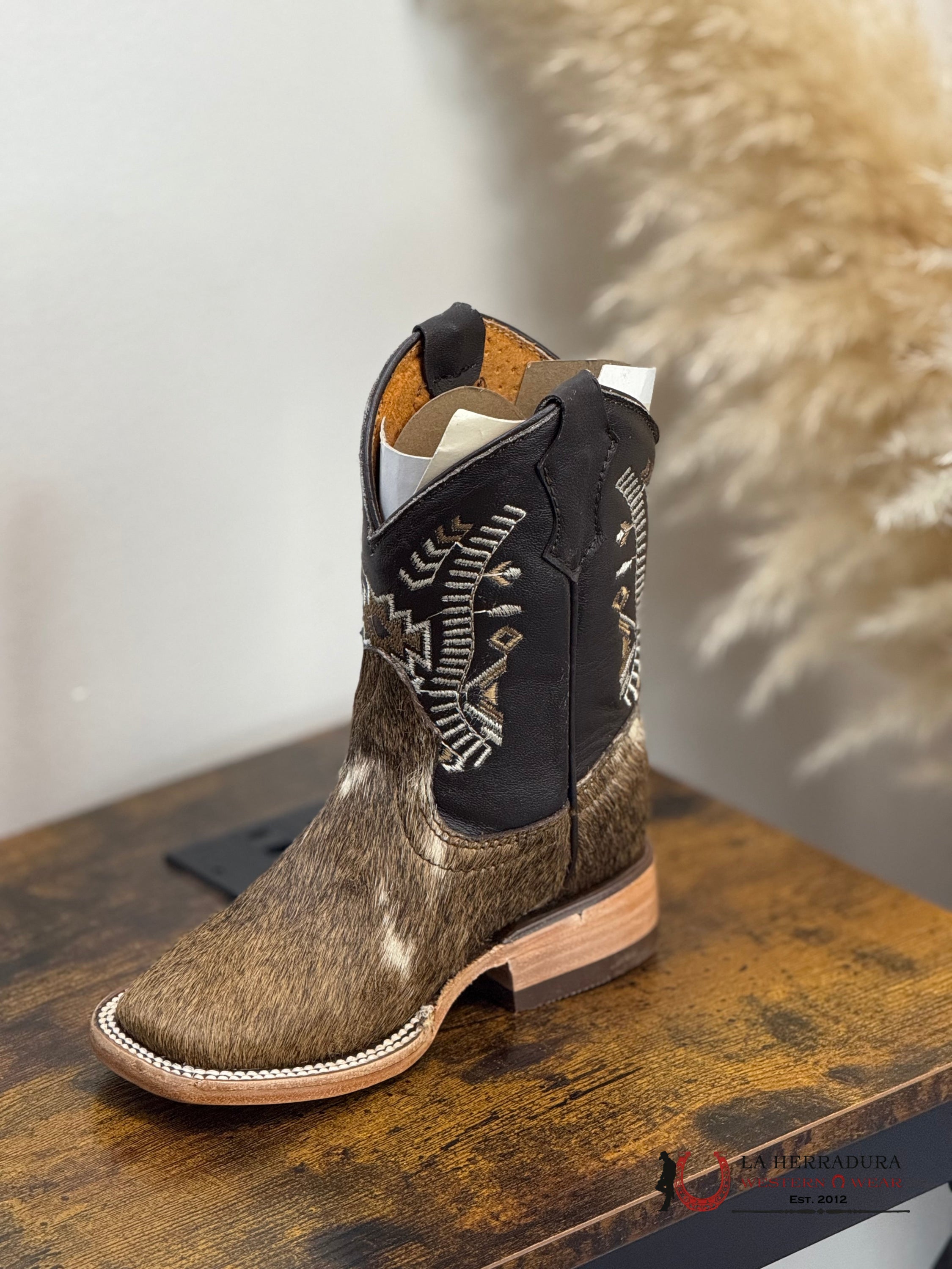 ROCKEM KIDS COWHIDE BROWN&WHITE CHEROKEE TUBE *EVERY PAIR IS UNIQUE* NIÑOS