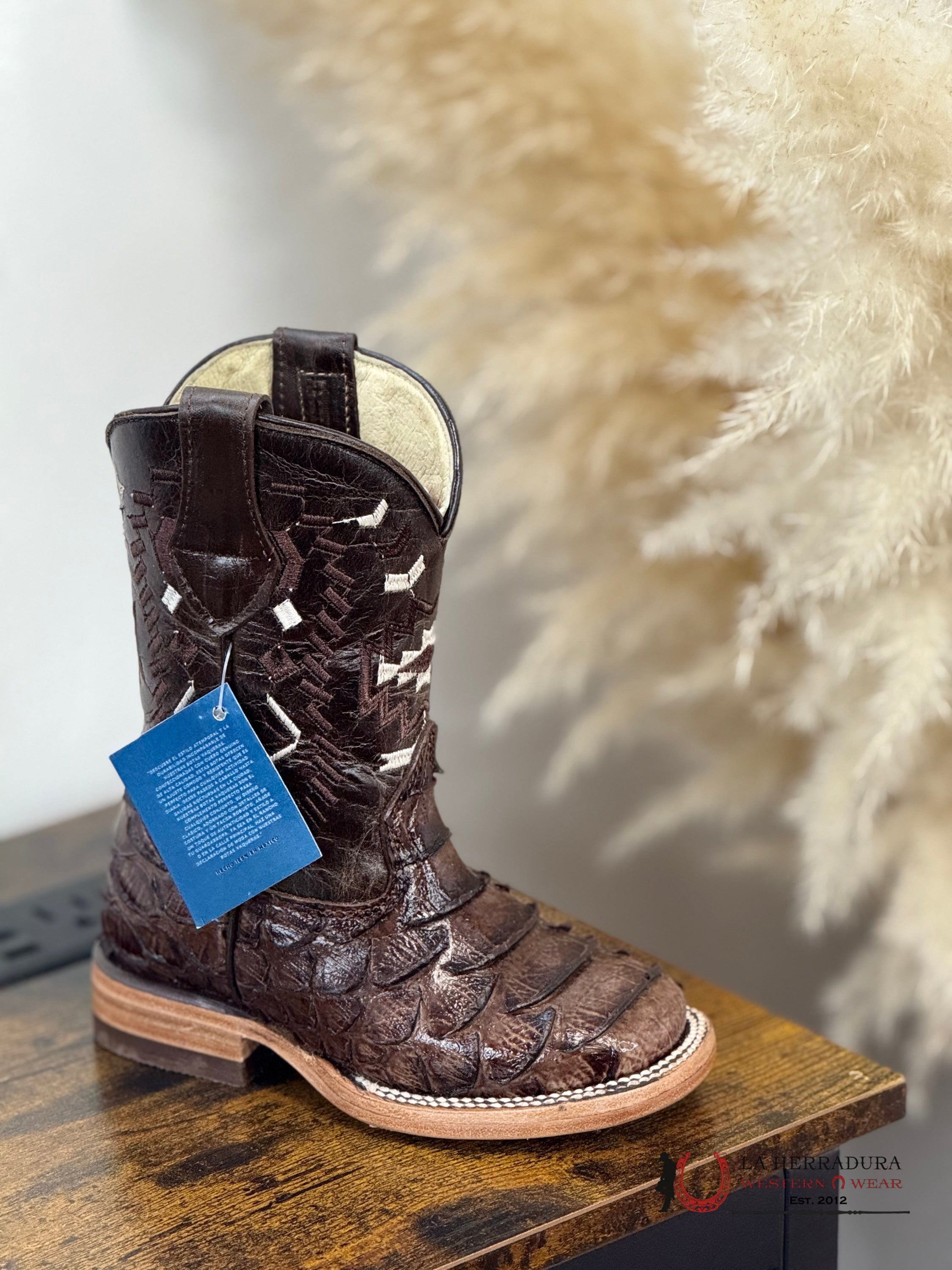 ROCKEM KIDS IMIT BROWN BRILLOSO PYTHON AZTEC TUBE SQ. TOE NIÑOS