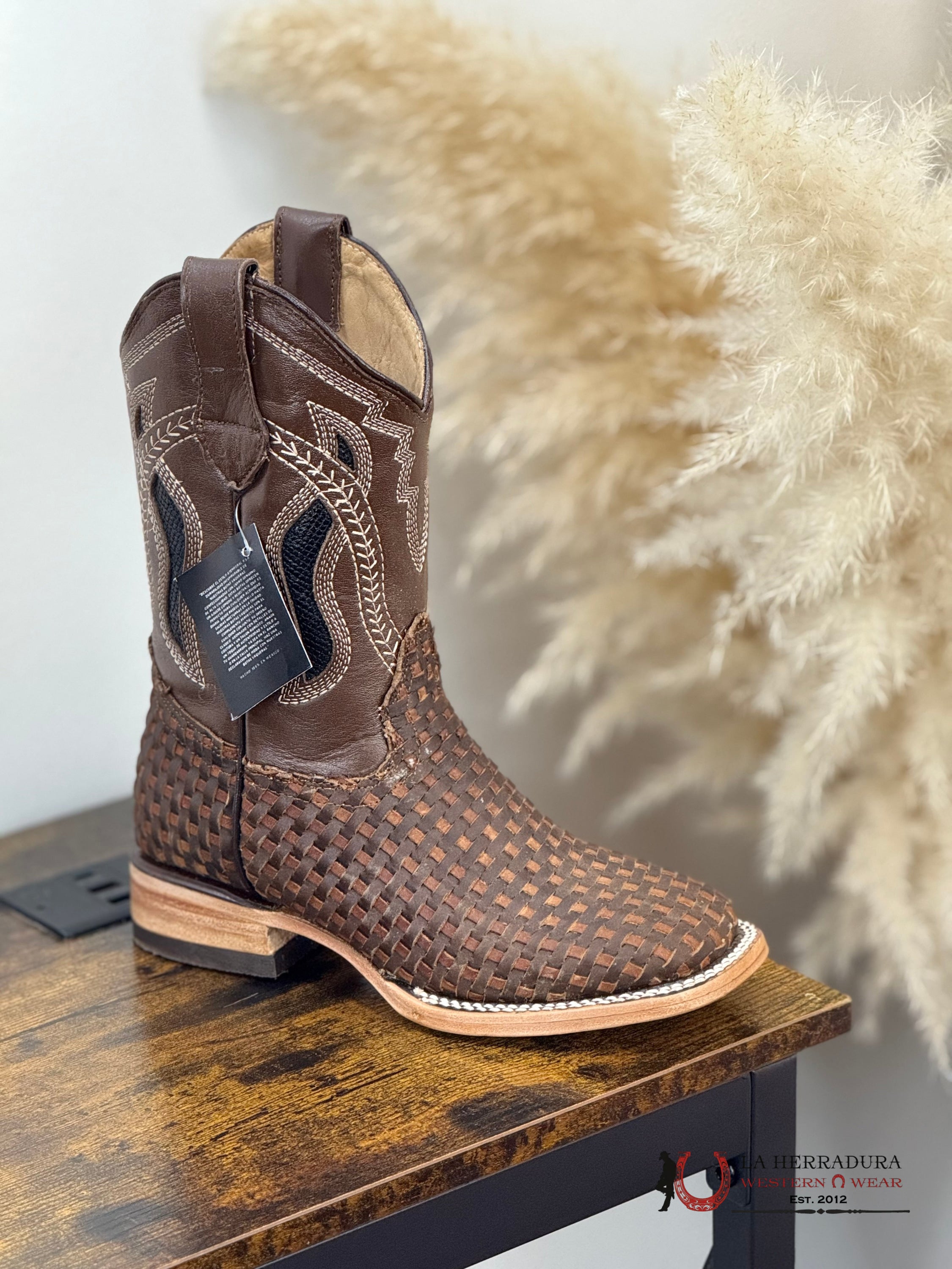 ROCKEM KIDS WOVEN BROWN/HONEY SQ. TOE NIÑOS