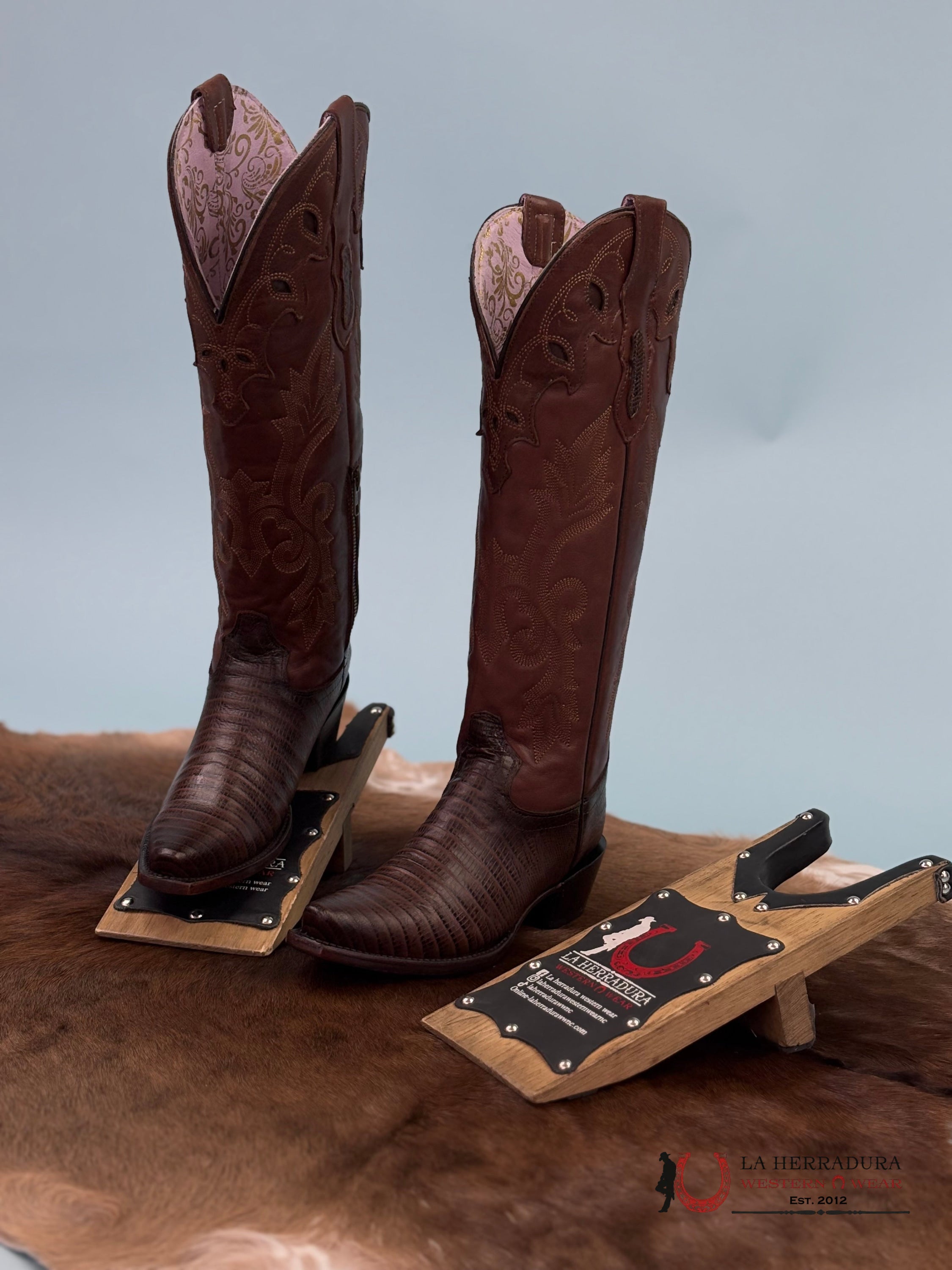 Rock’em Lizard Grabado Café Botas Mujeres