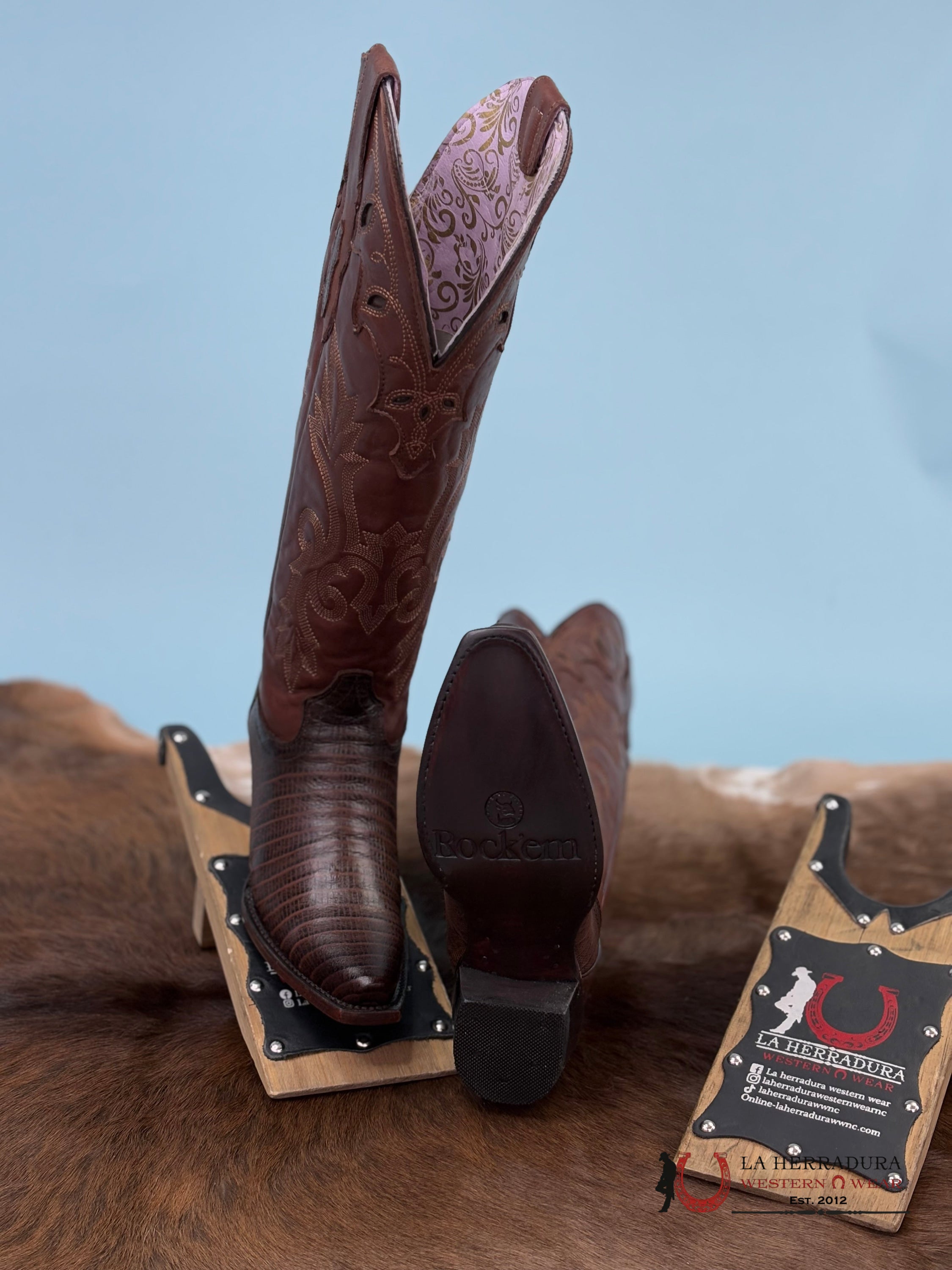 Rock’em Lizard Grabado Café Botas Mujeres