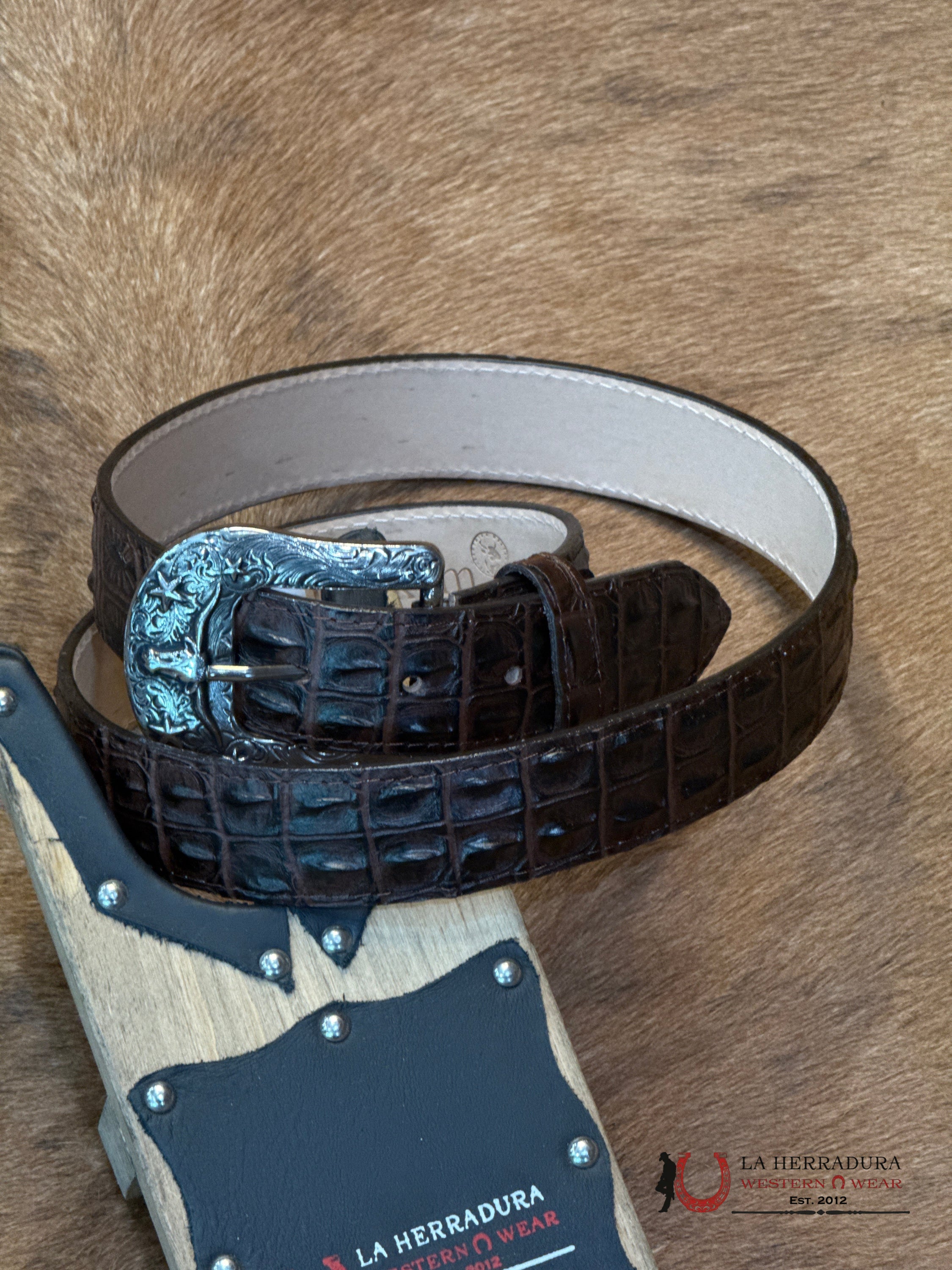 ROCKEM LOMO DE NILO CAFE BELT CINTURONES HOMBRES