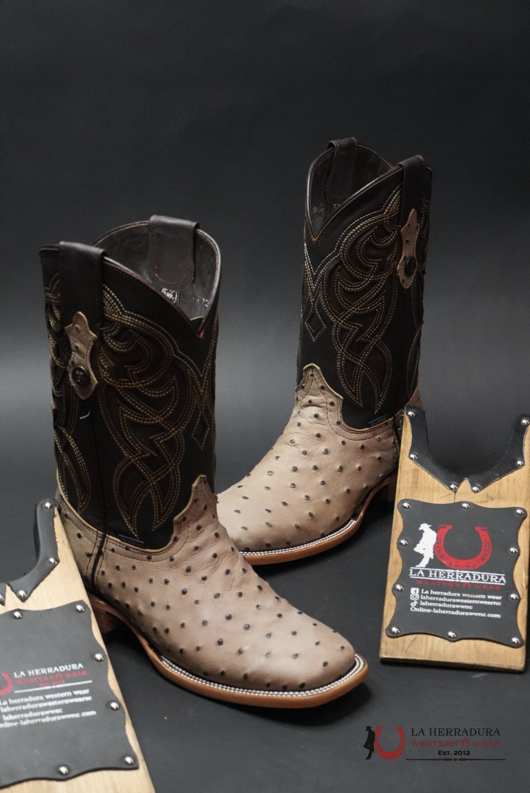 MENS IMIT OSTRICH RANCH HUESO BOOT BOTAS HOMBRES