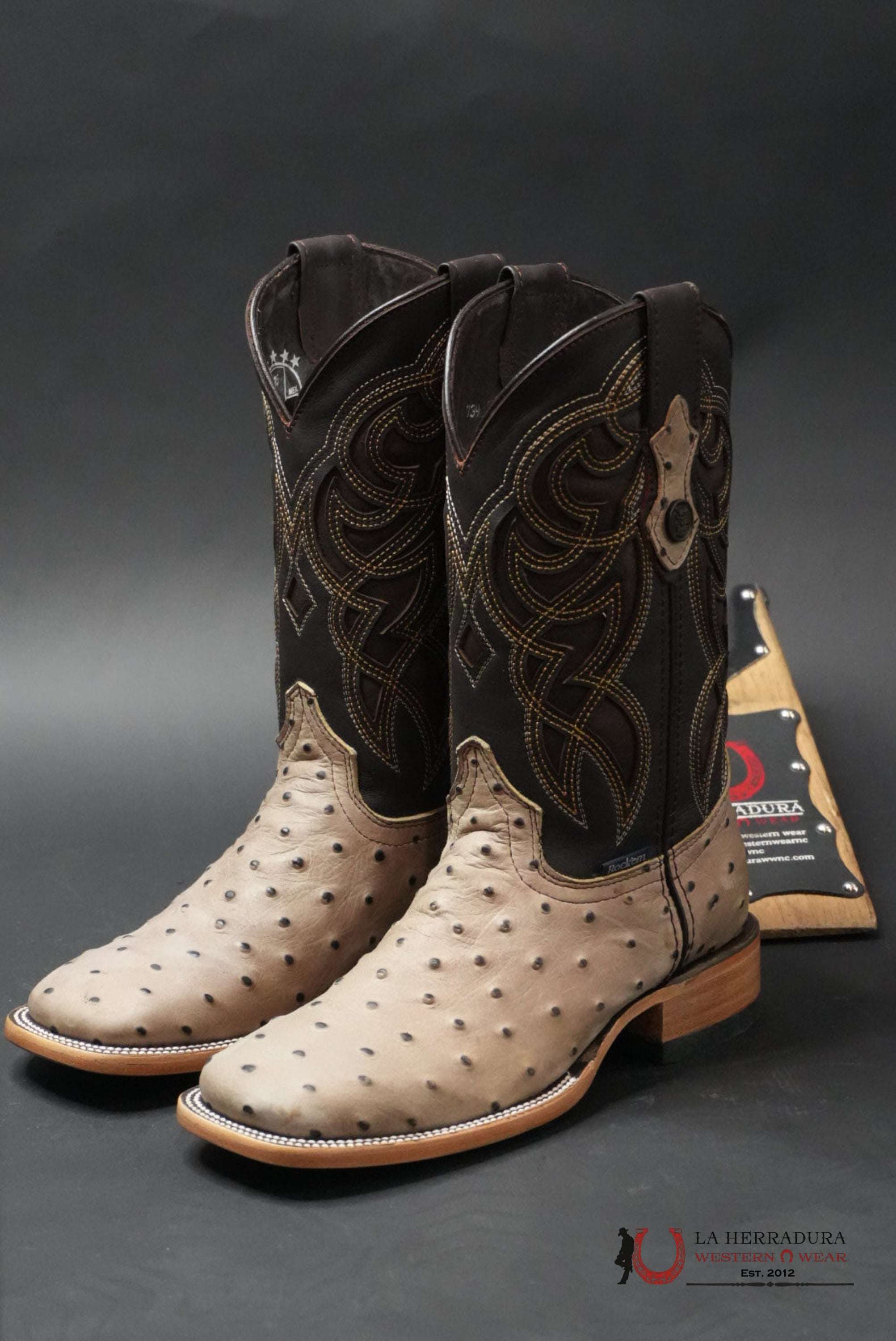 MENS IMIT OSTRICH RANCH HUESO BOOT BOTAS HOMBRES