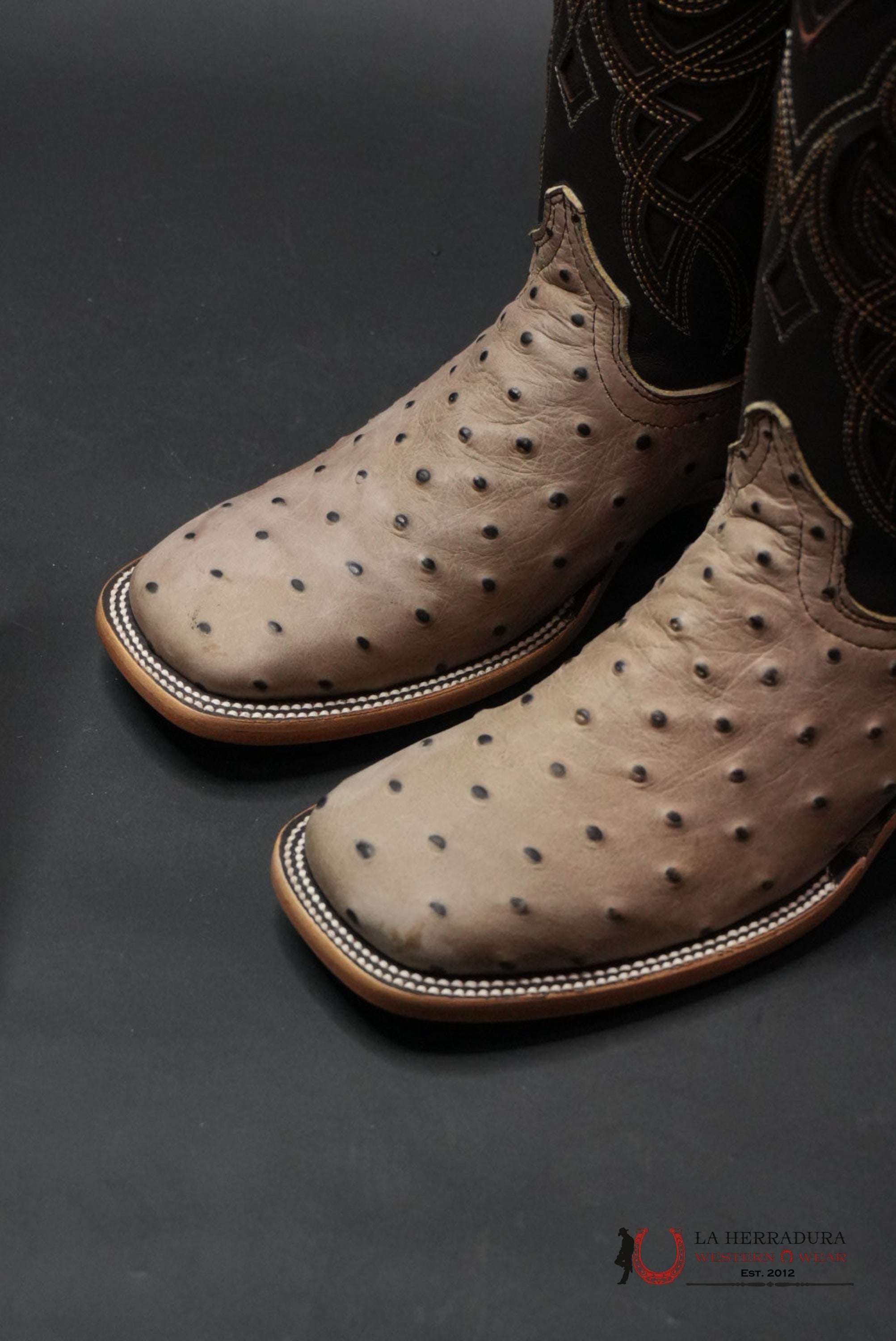MENS IMIT OSTRICH RANCH HUESO BOOT BOTAS HOMBRES