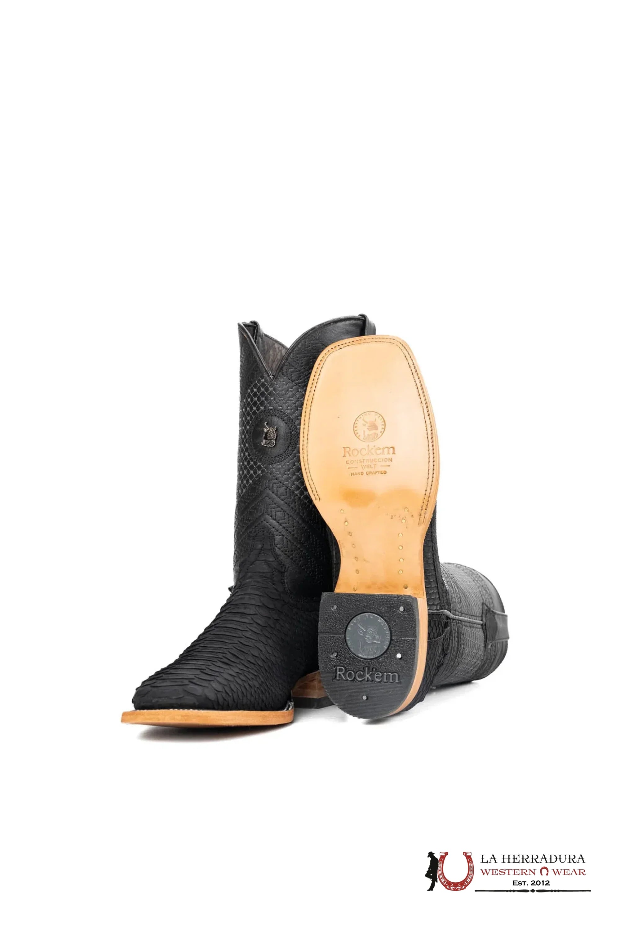 ROCKEM MENS PITÓN EXT NEGRO MATTE BOOT BOTAS HOMBRES