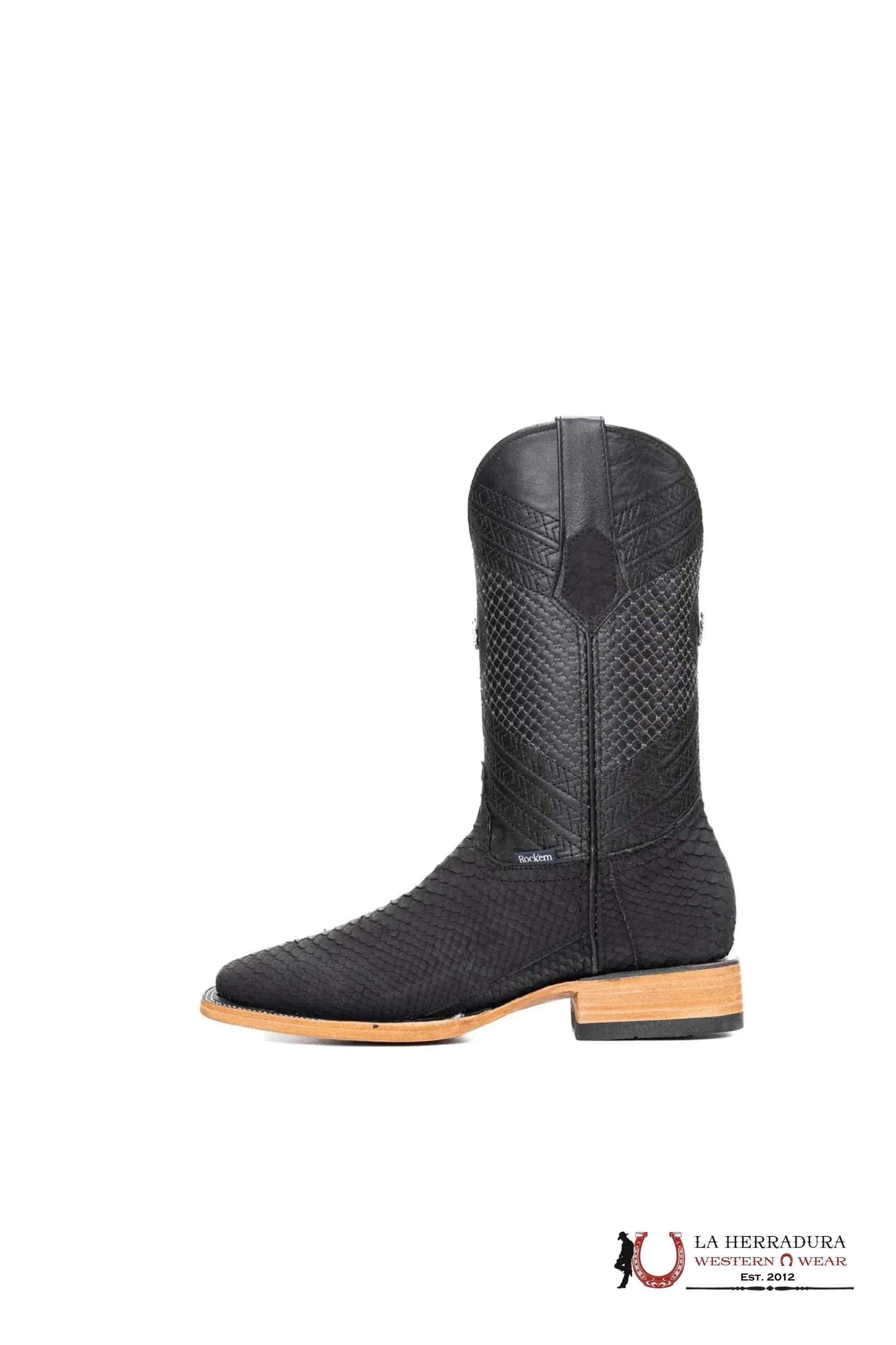 ROCKEM MENS PITÓN EXT NEGRO MATTE BOOT BOTAS HOMBRES