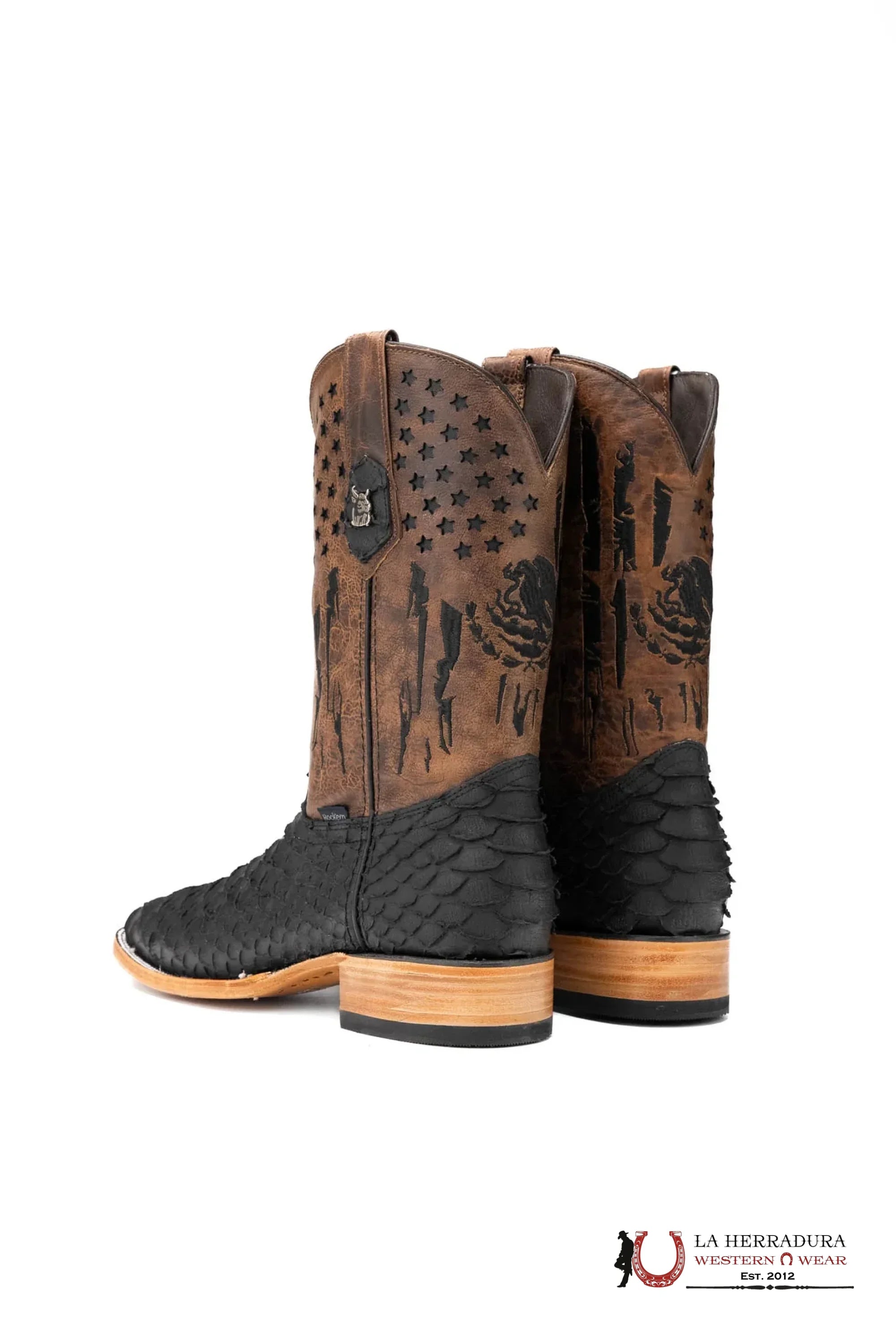 ROCKEM PYTHON RG MATTE BLACK *MÉXICO TUBE* SQ. TOE BOOT BOTAS HOMBRES