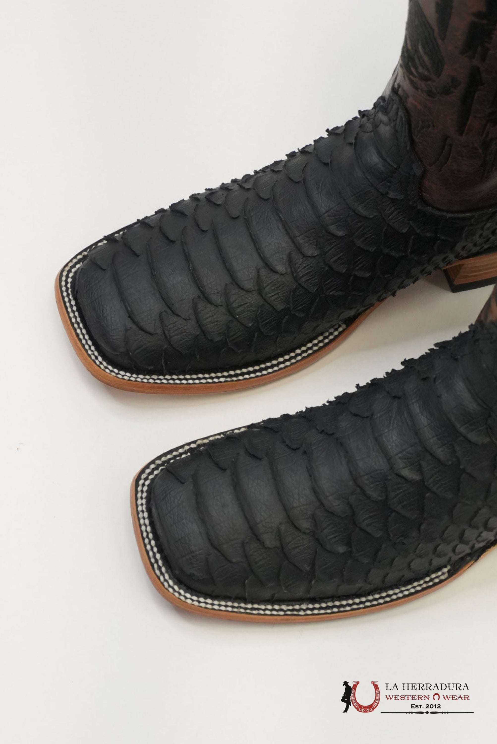 MENS PYTHON NEGRO TUBO MEXICO MATTE BOOT BOTAS HOMBRES