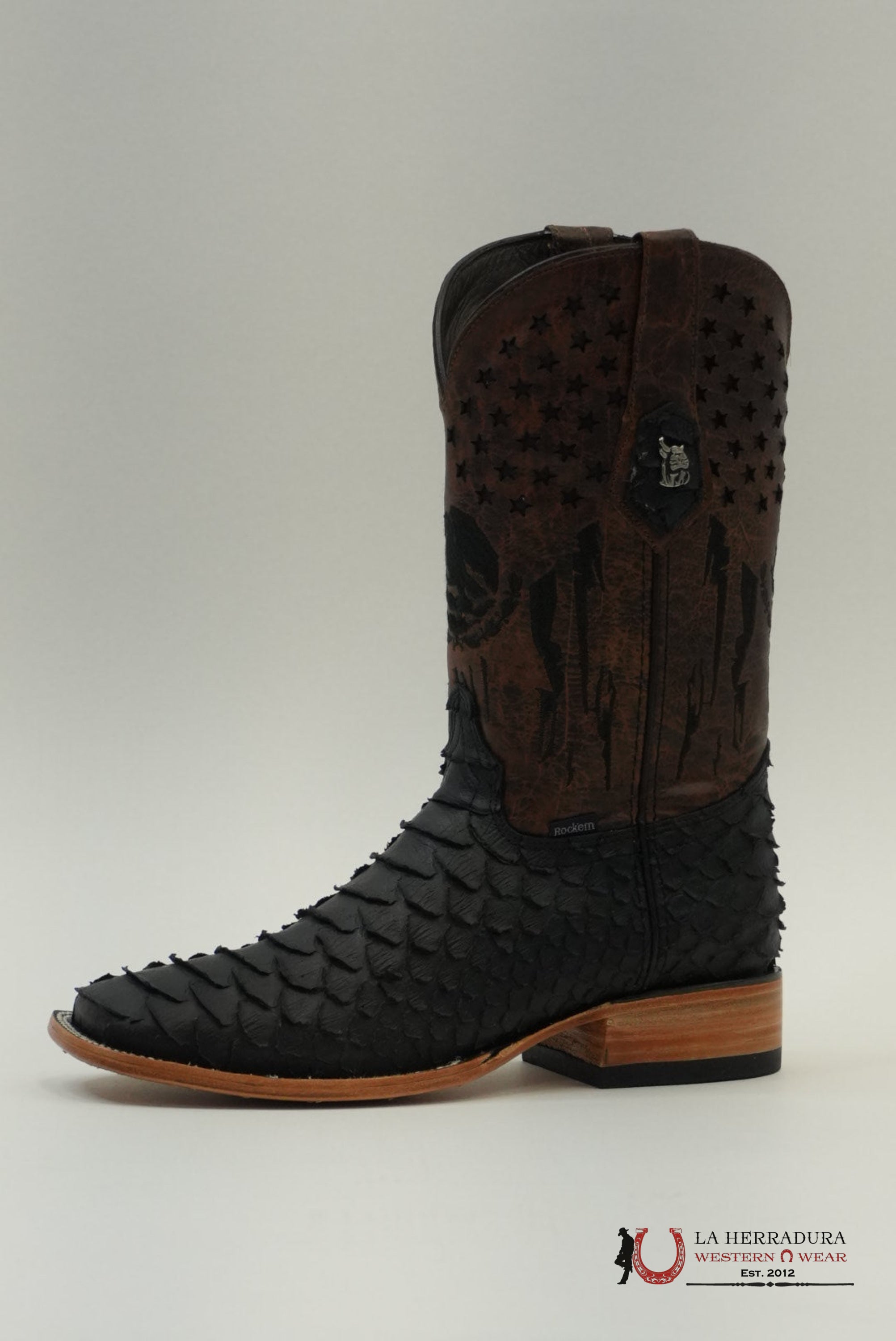 MENS PYTHON NEGRO TUBO MEXICO MATTE BOOT BOTAS HOMBRES