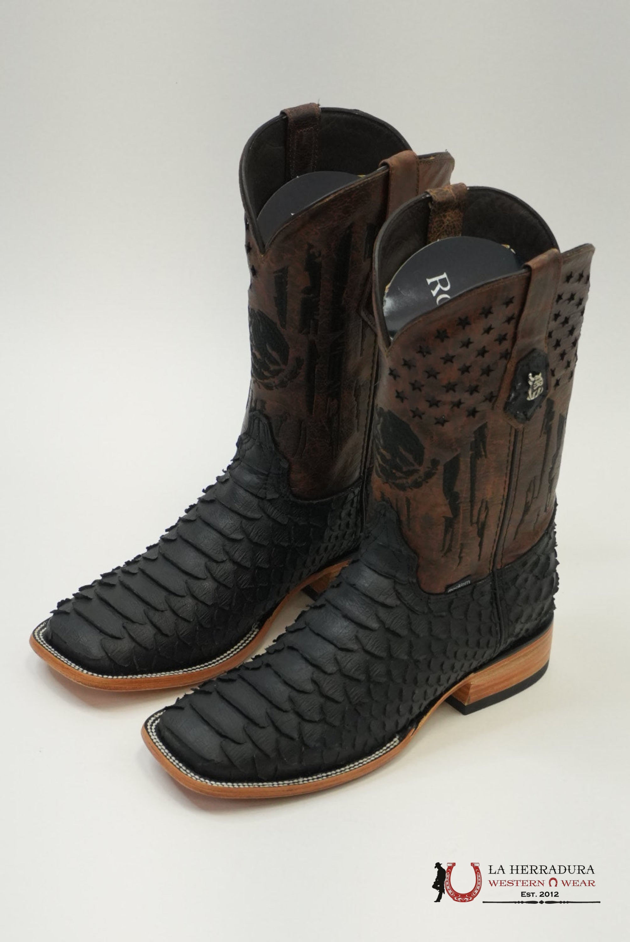 MENS PYTHON NEGRO TUBO MEXICO MATTE BOOT BOTAS HOMBRES