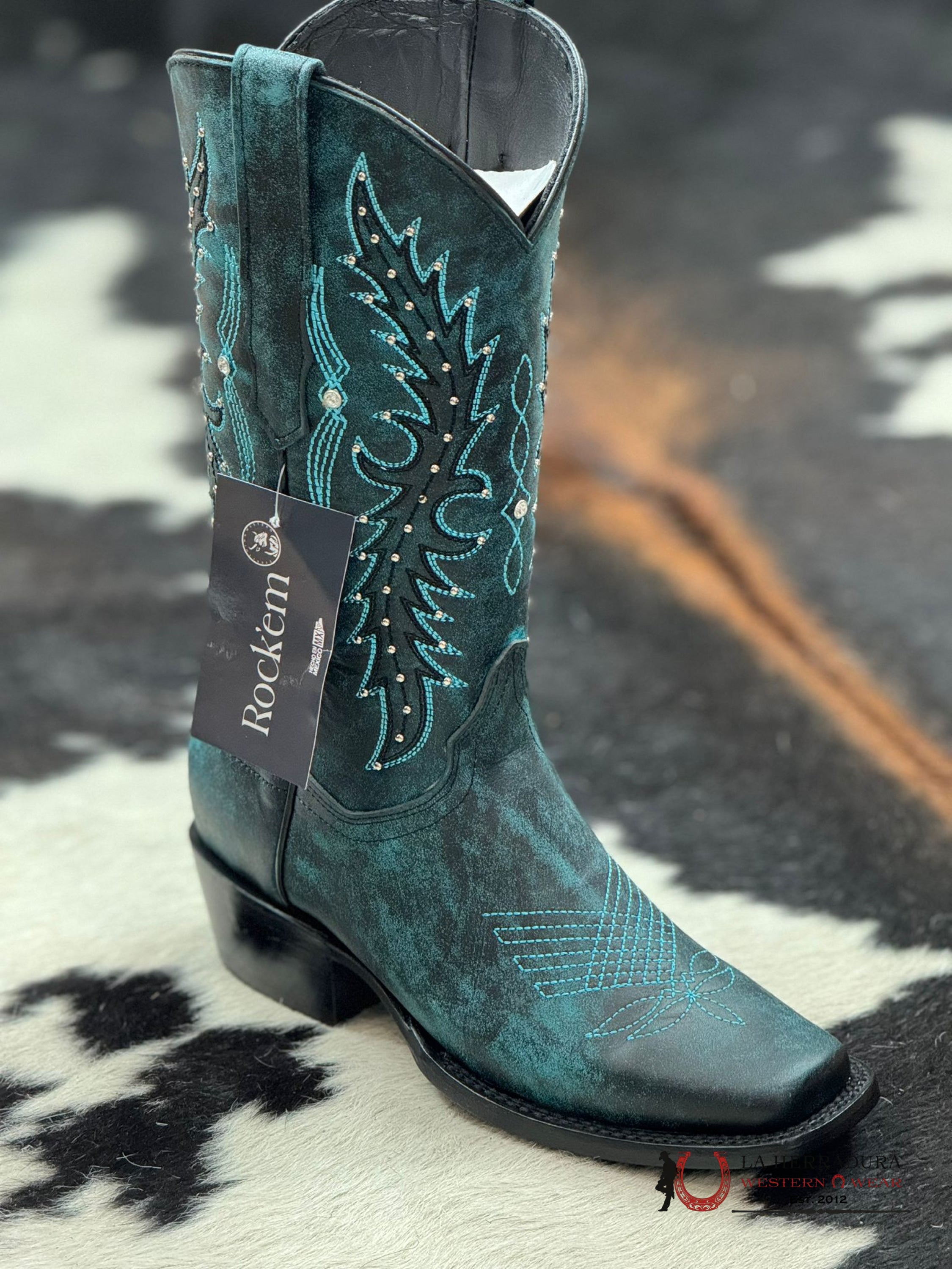 ROCKEM TURQOISE WITH DIAMONDS SNIP TOE