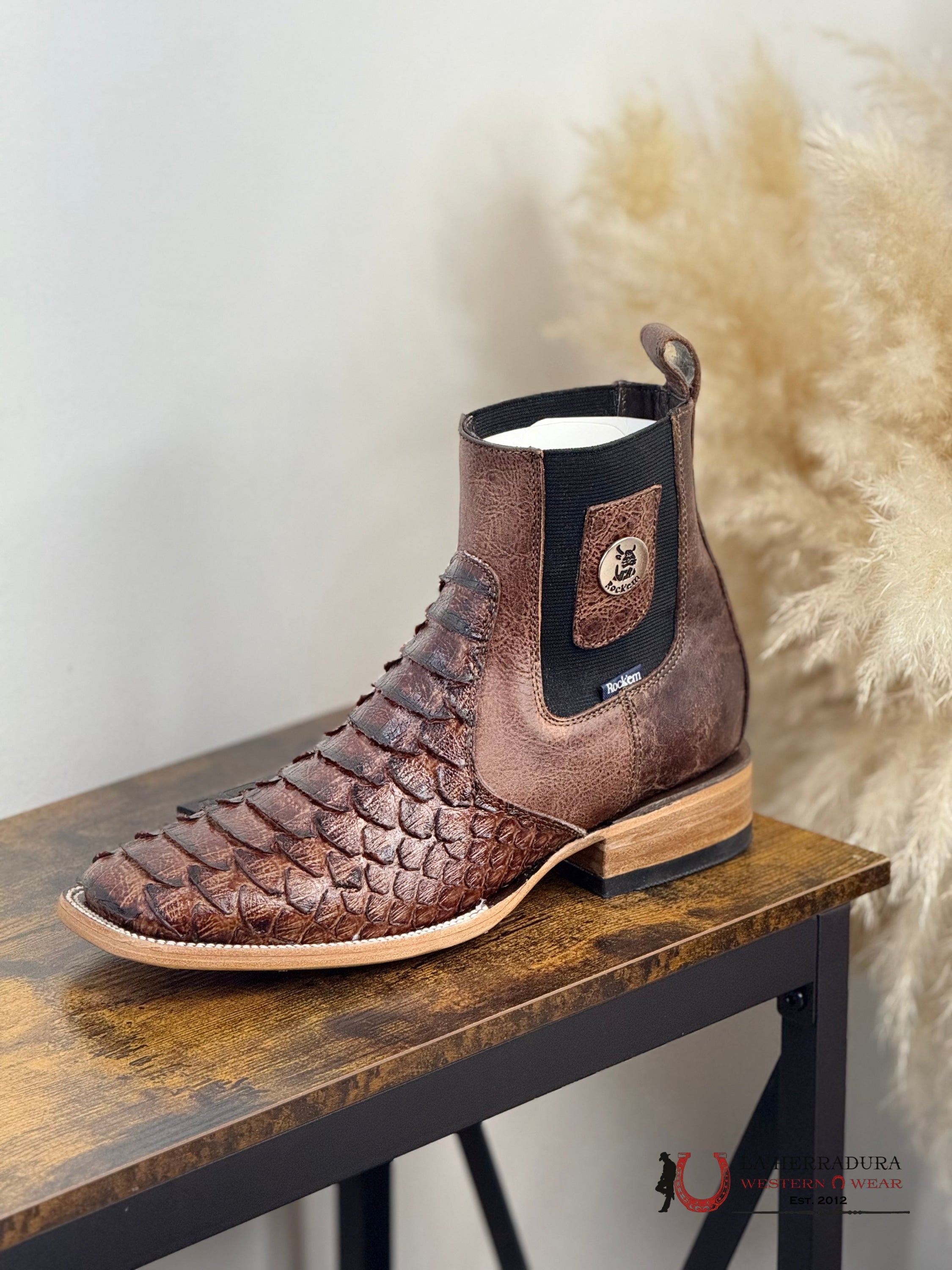 ROCK’EM SHORT BOOT PYTHON MEGA CLON SHEDRON BRILLOSO SQ. TOE BOTAS HOMBRES