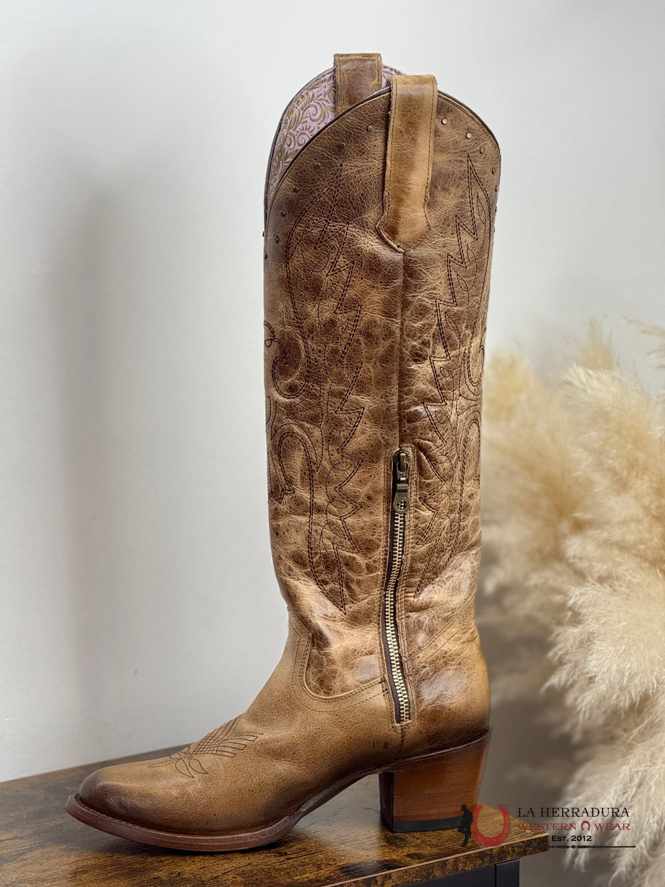 ROCK’EM WOMEN TALL BOOT CAROLINA TAN ROUND TOE BOTAS MUJERES