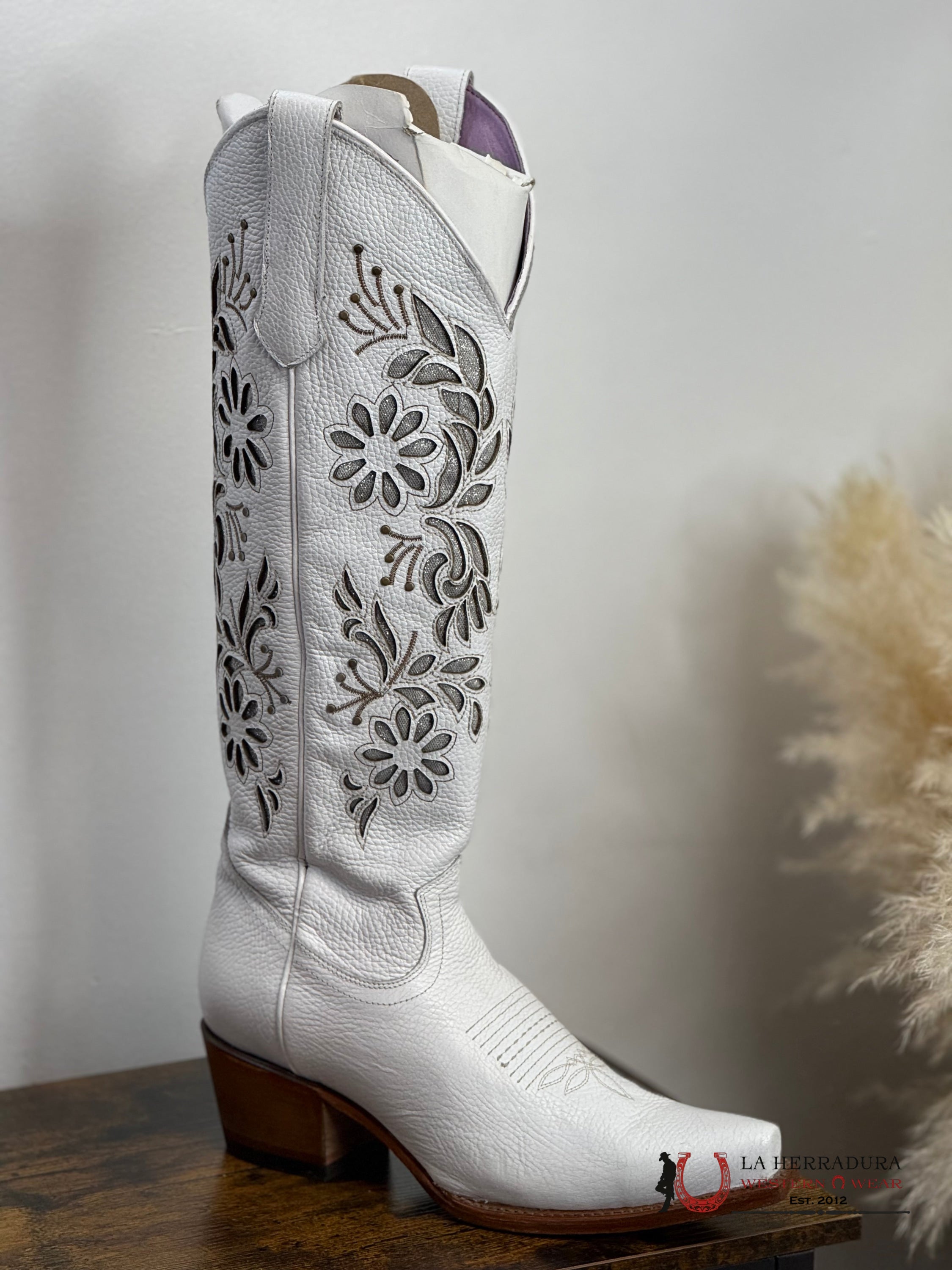 ROCK’EM WOMEN TALL BOOT VENADO BLANCO PLATA POINT TOE BOTAS MUJERES